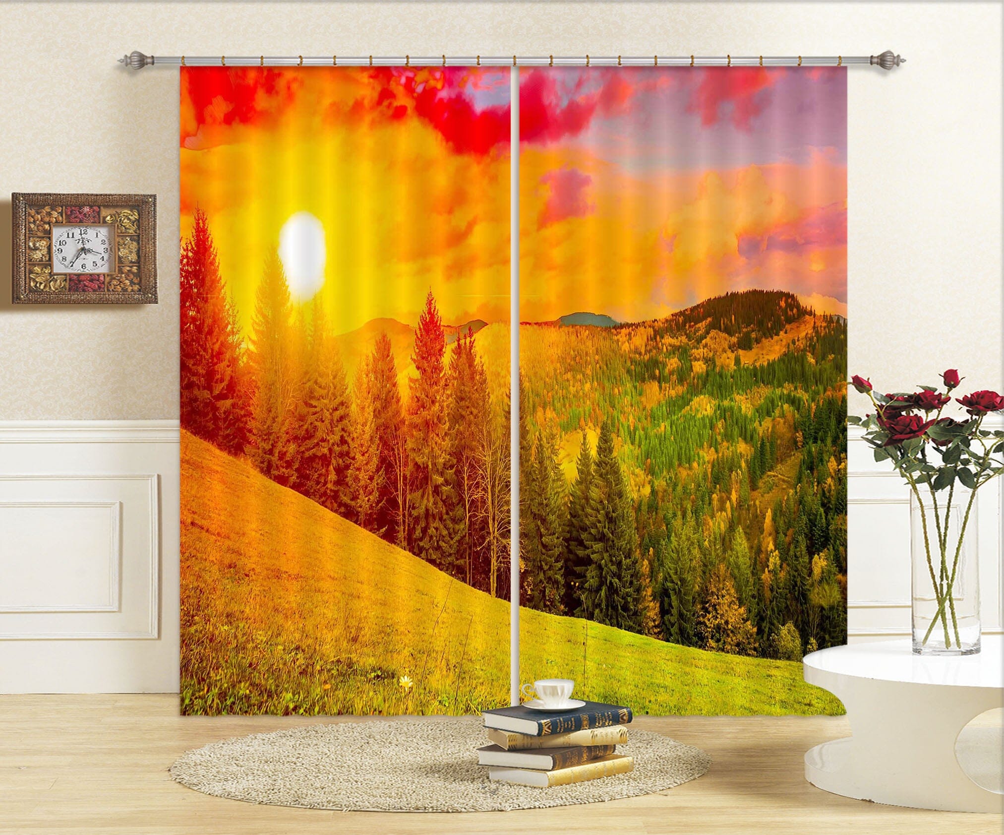 3D Sunset Steppe 837 Curtains Drapes Wallpaper AJ Wallpaper
