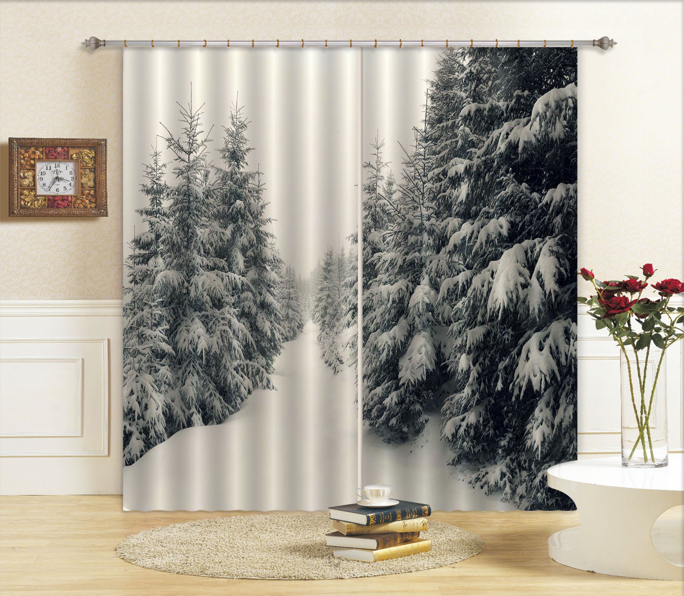 3D Snow Covered Forest 673 Curtains Drapes Wallpaper AJ Wallpaper