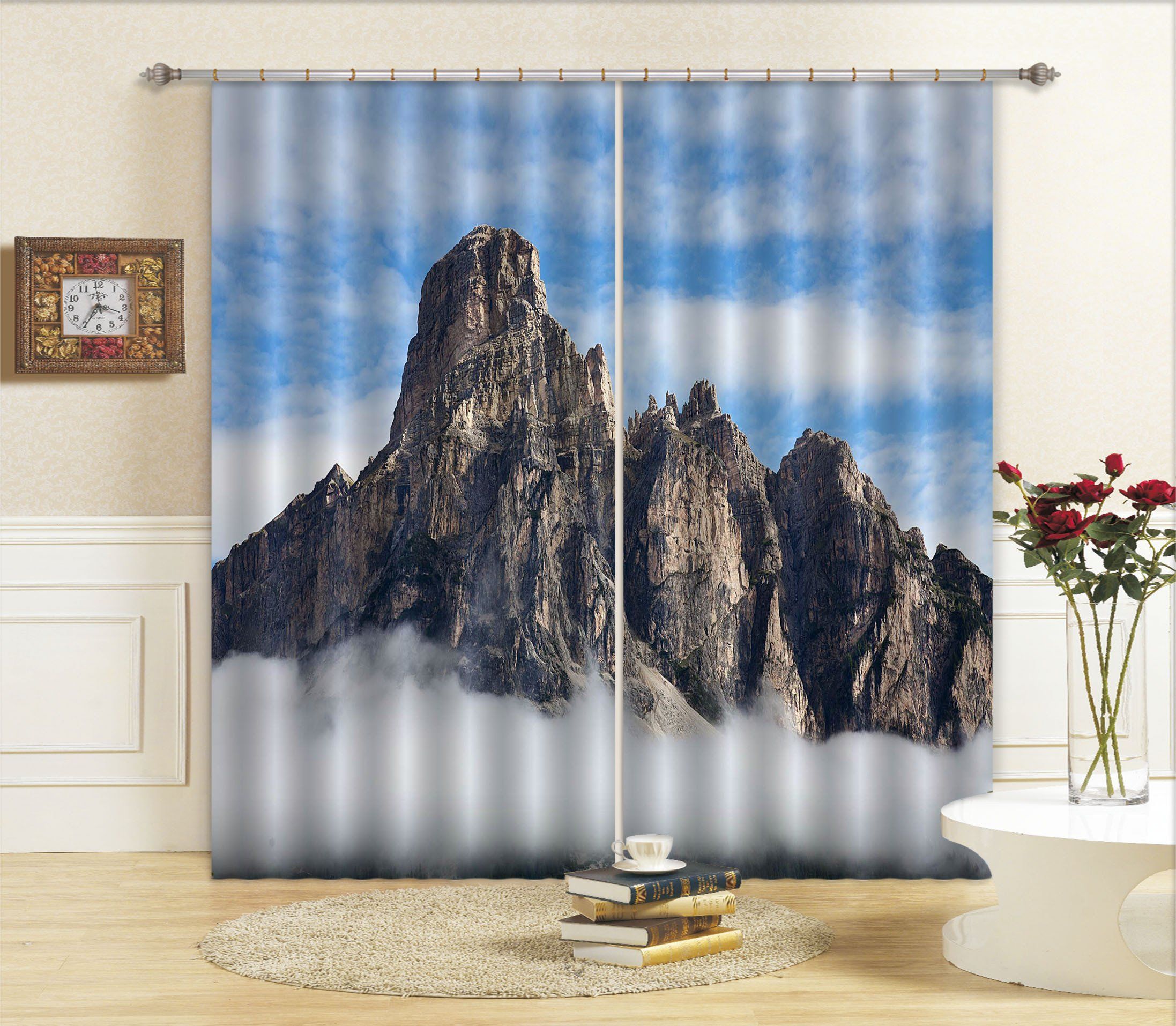 3D Stone Mountains Scenery 671 Curtains Drapes Wallpaper AJ Wallpaper