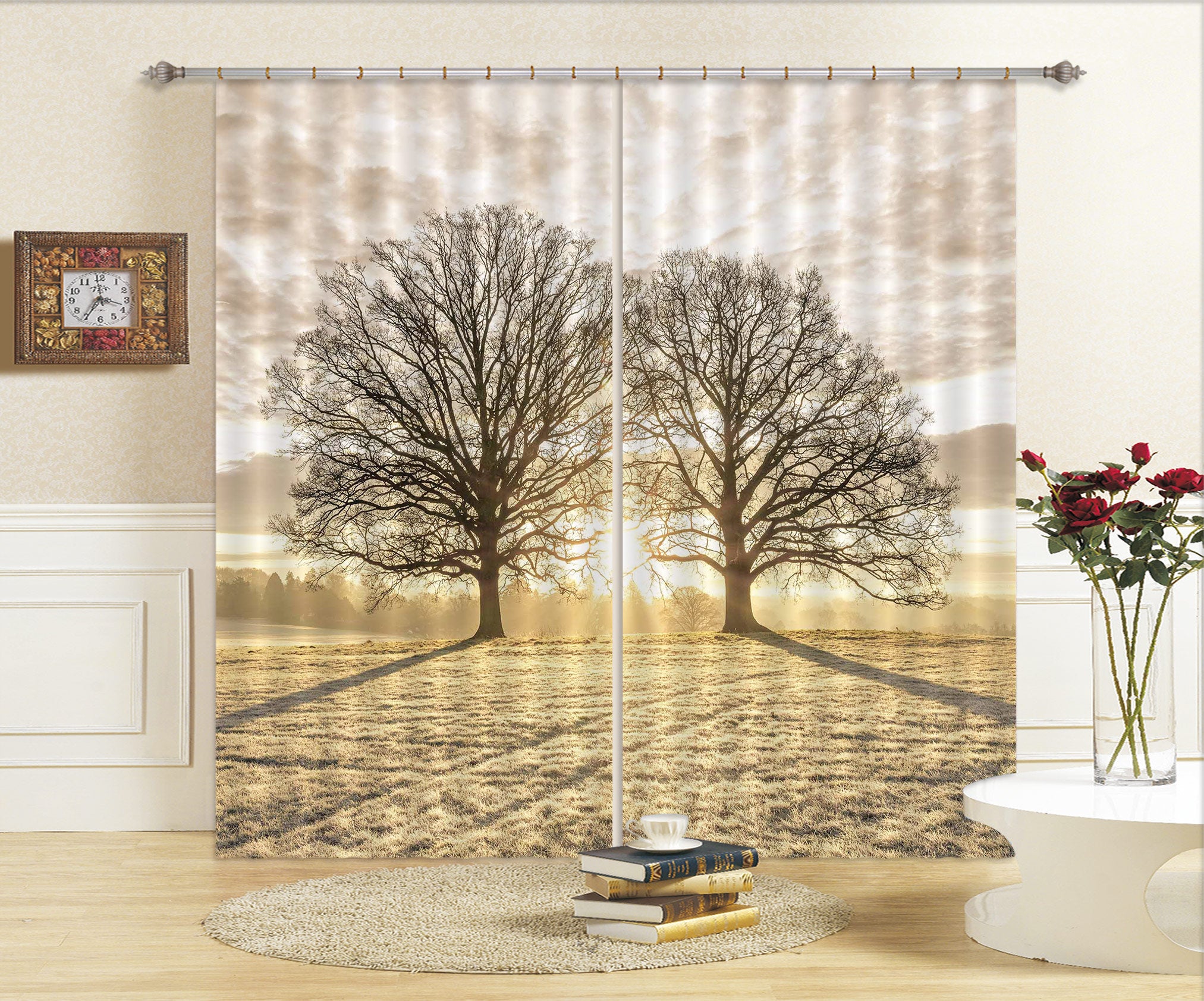 3D Yellow Prairie Tree 086 Assaf Frank Curtain Curtains Drapes