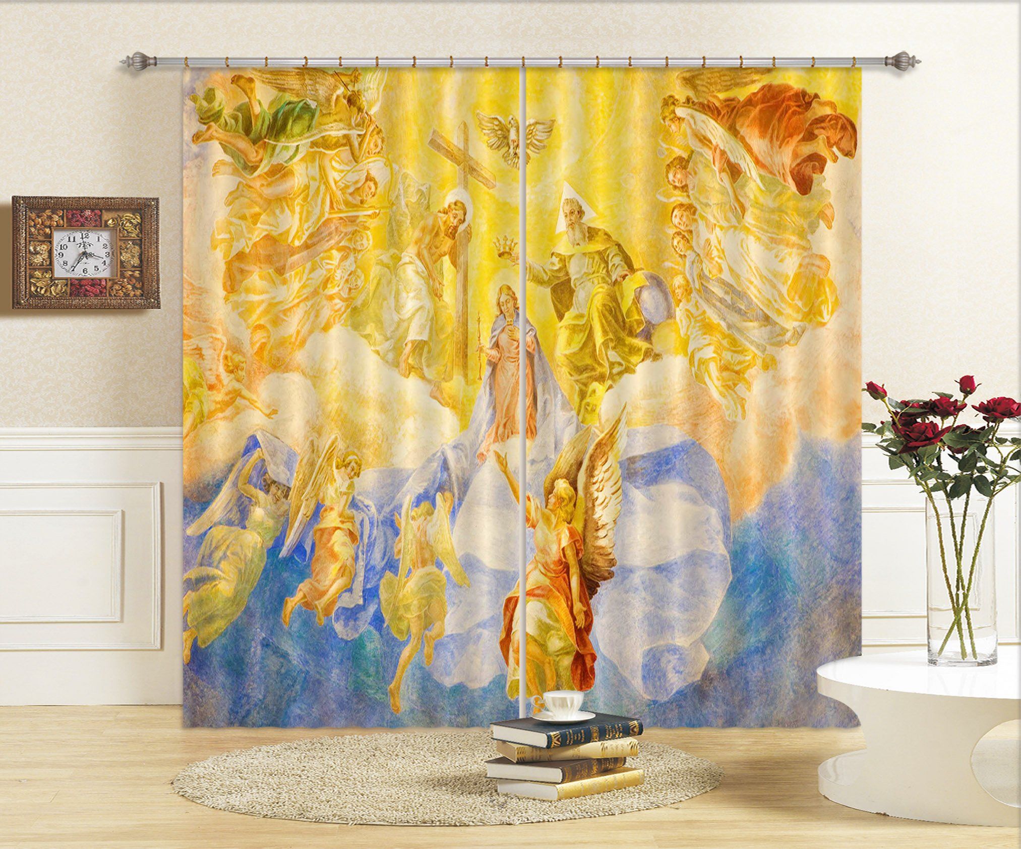3D Pigeon Cross 028 Curtains Drapes Curtains AJ Creativity Home