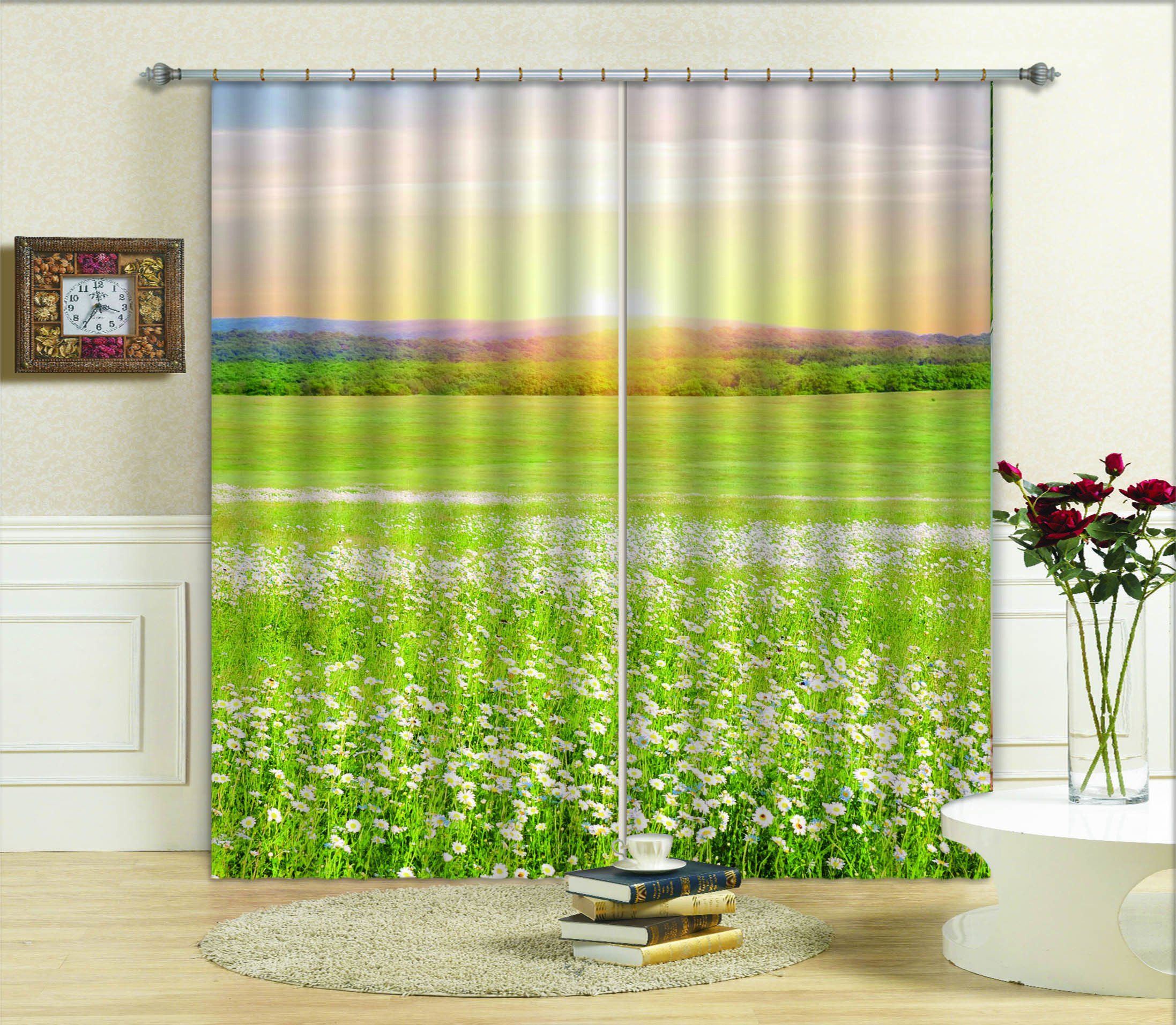 3D Grassland Flowers 786 Curtains Drapes Wallpaper AJ Wallpaper