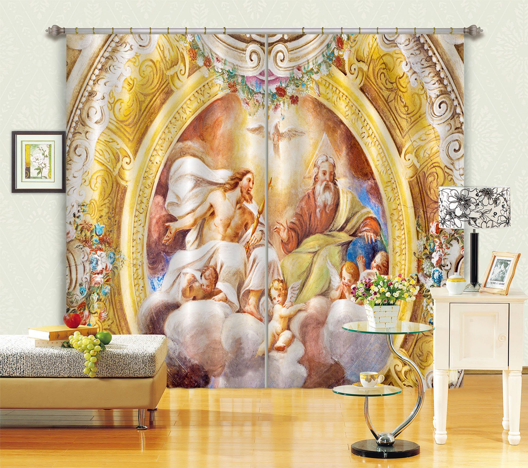 3D Circle Dove 048 Curtains Drapes Curtains AJ Creativity Home