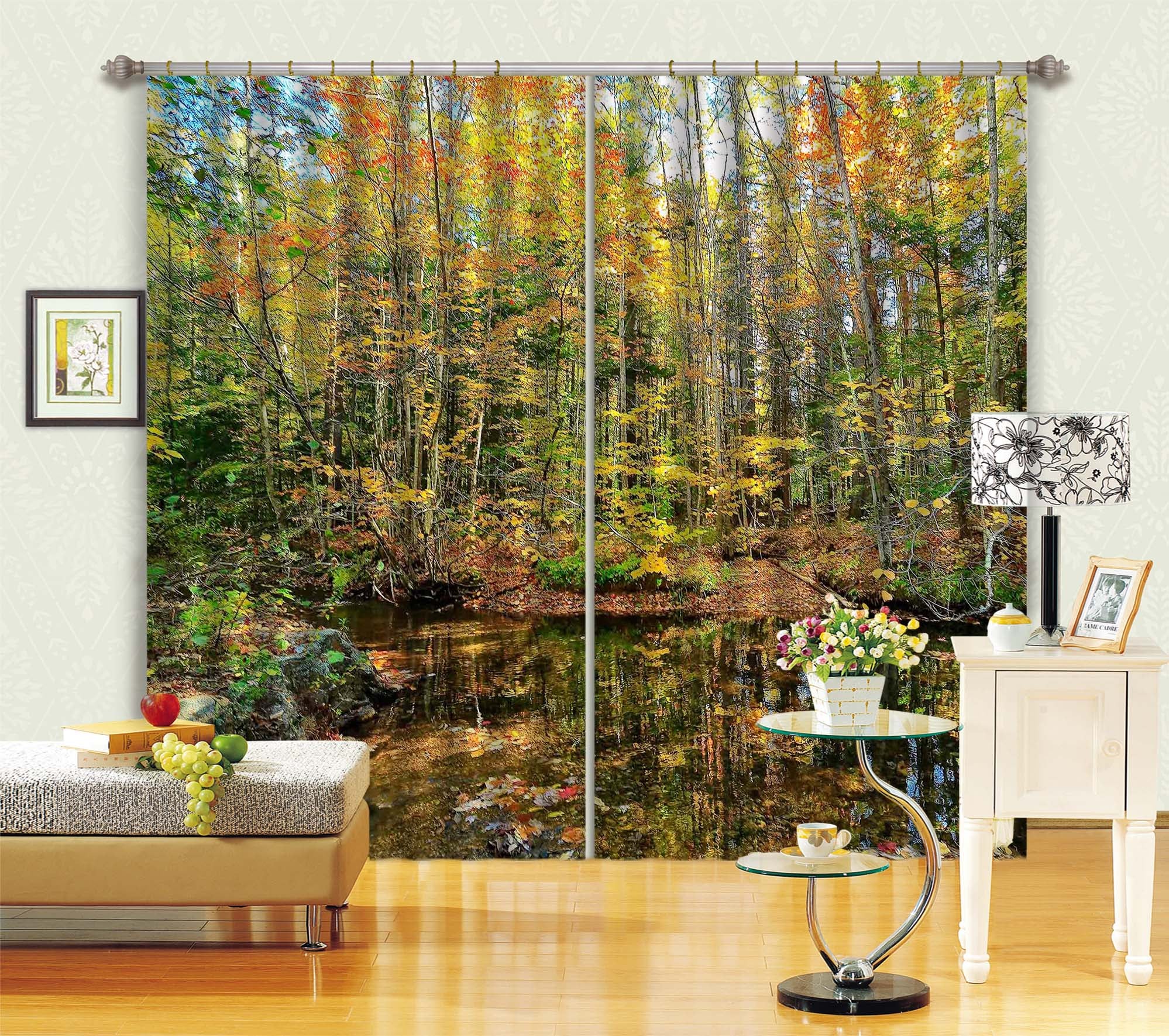 3D Pond Reflections 61233 Kathy Barefield Curtain Curtains Drapes