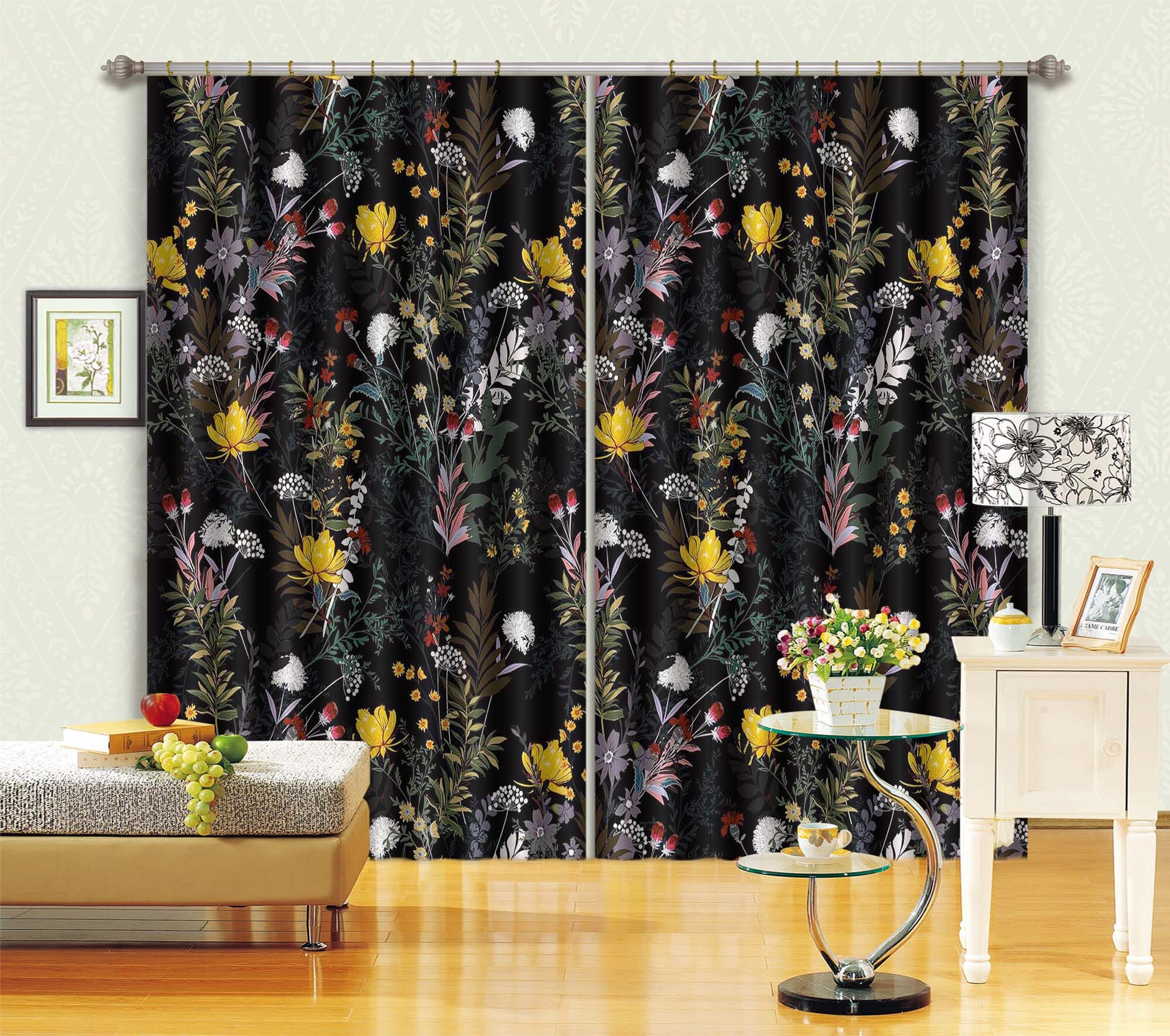 3D Small Yellow Flower 741 Curtains Drapes Wallpaper AJ Wallpaper