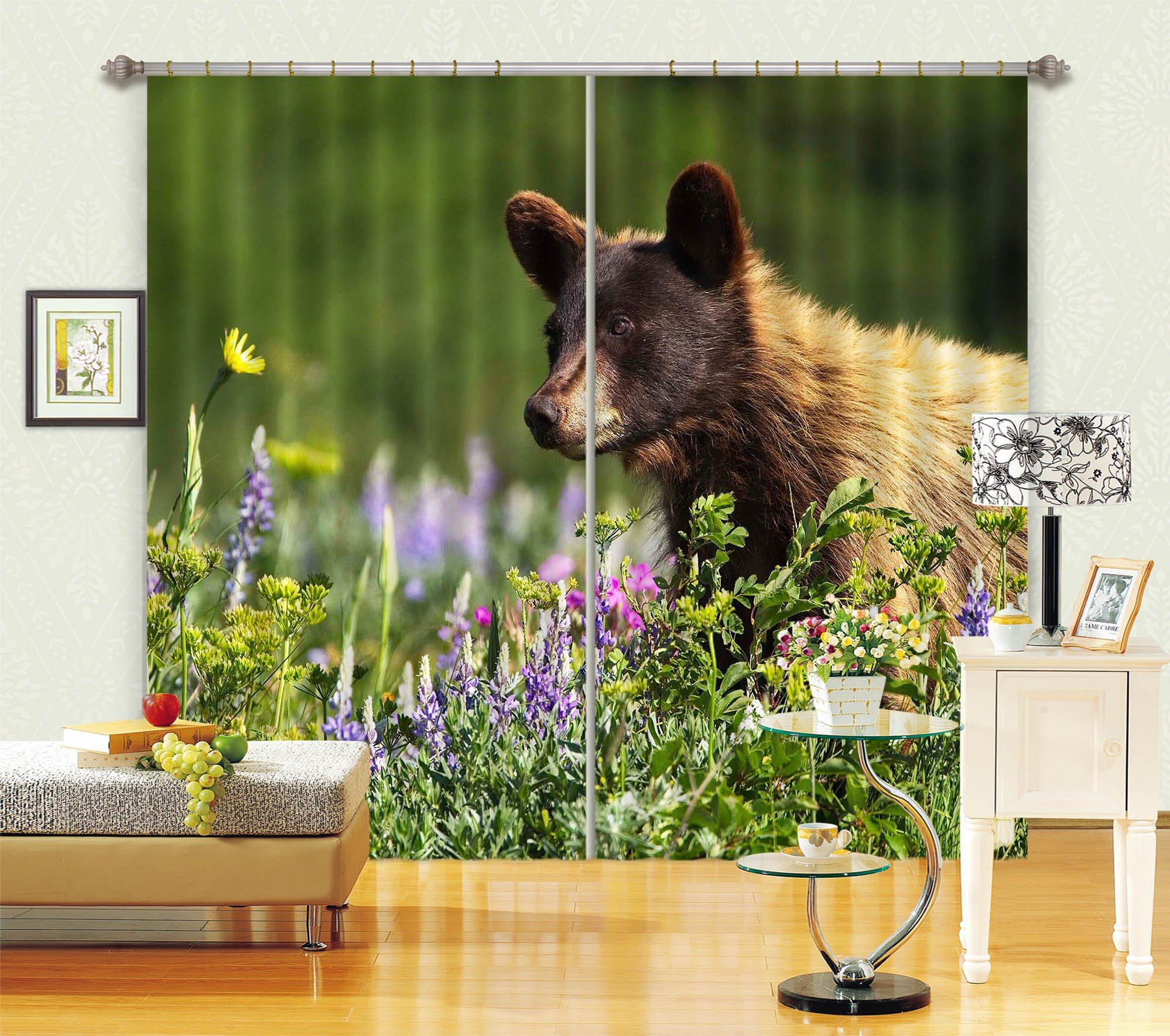 3D Bear Cub 044 Kathy Barefield Curtain Curtains Drapes Curtains AJ Creativity Home
