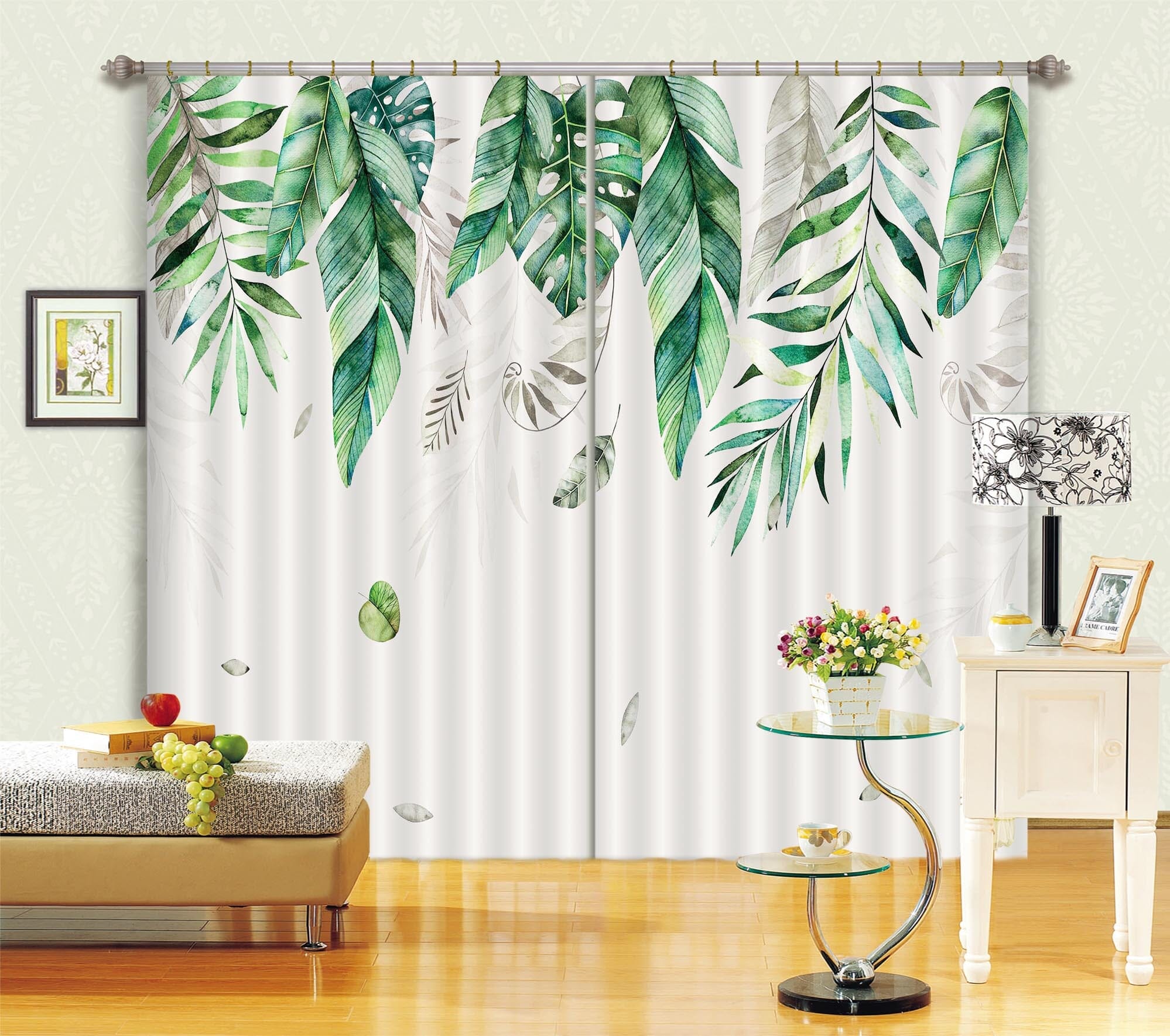 3D Green Leaf 846 Curtains Drapes Wallpaper AJ Wallpaper