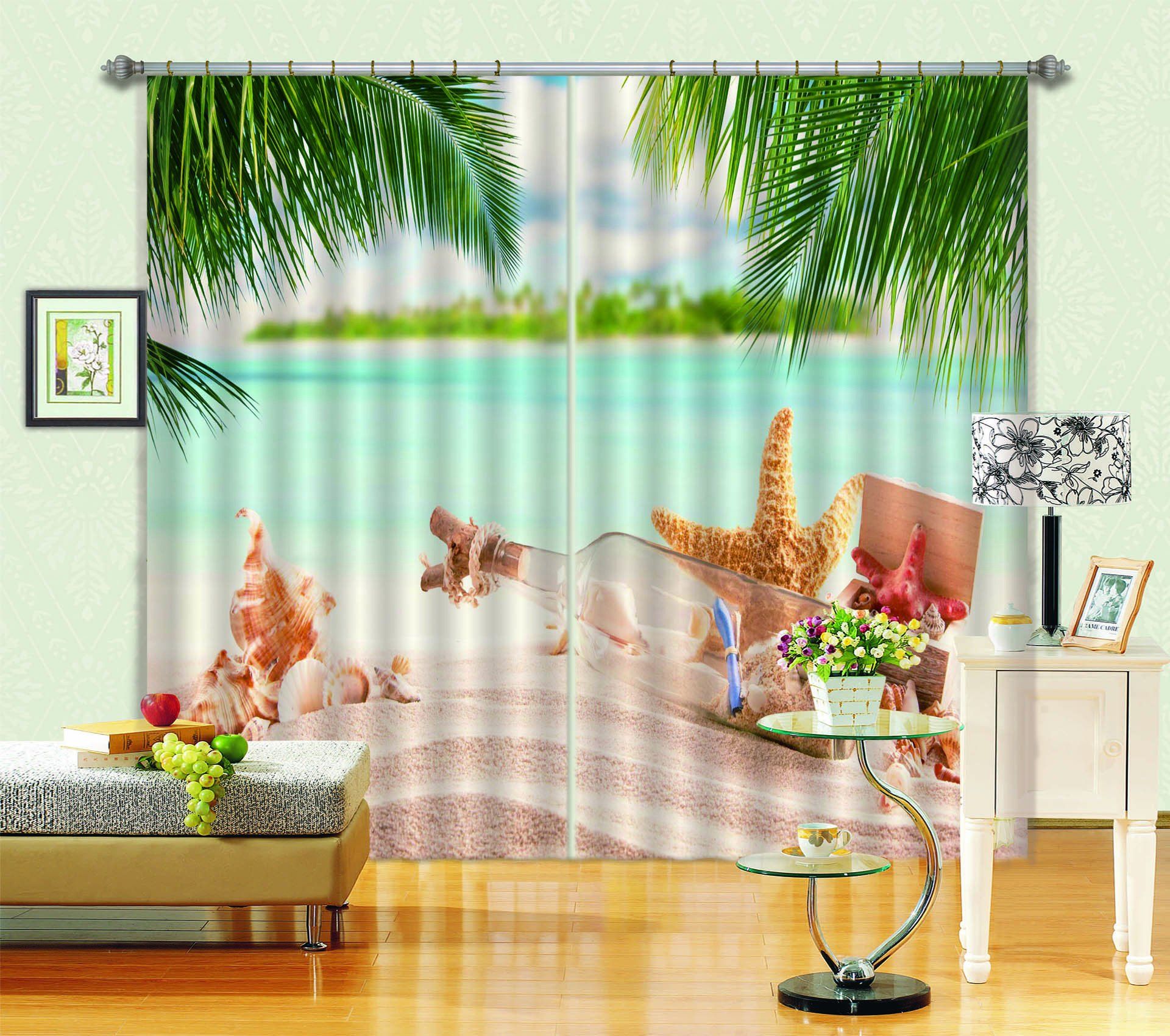 3D Pretty Beach 802 Curtains Drapes Wallpaper AJ Wallpaper