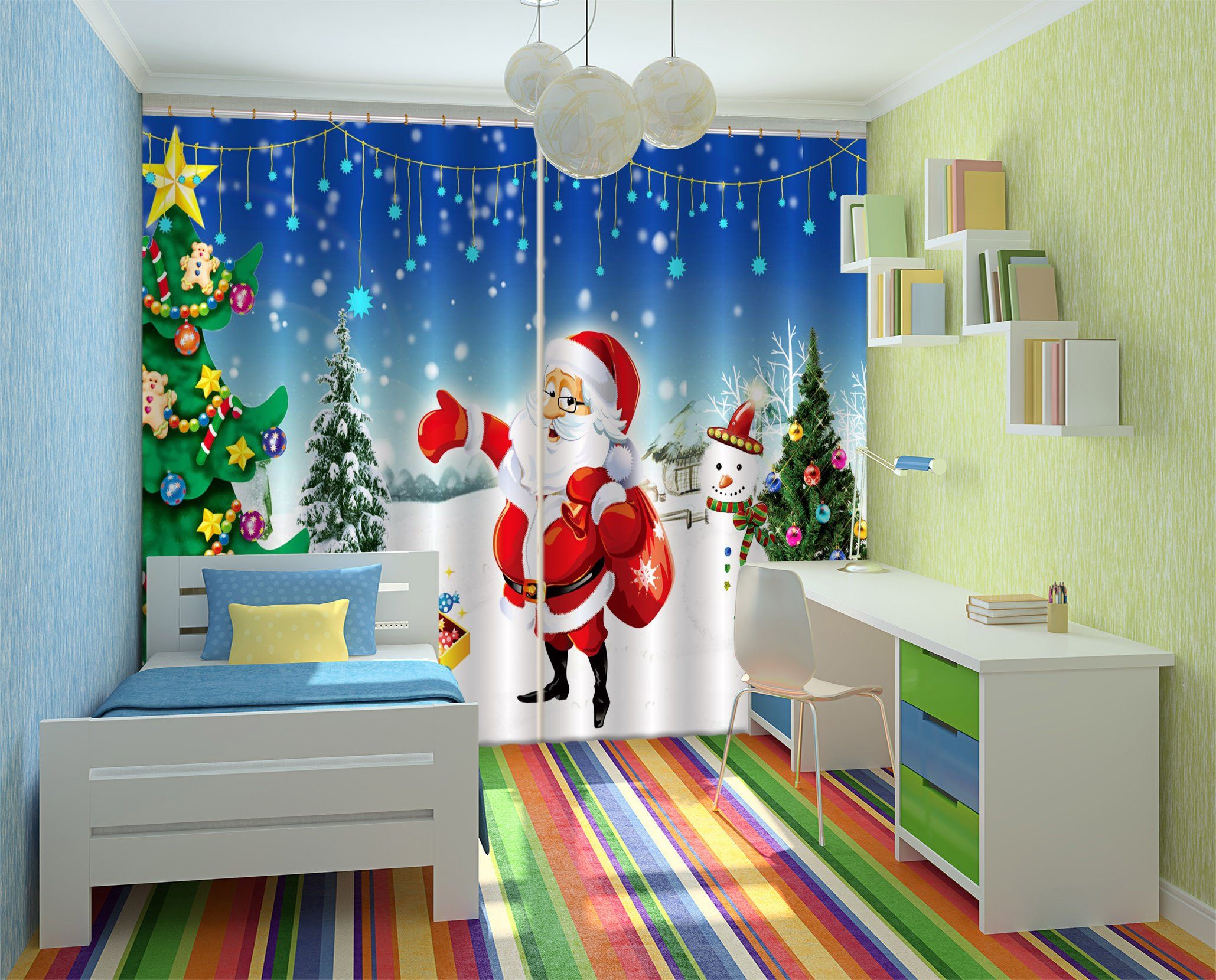 3D Lovely Santa Claus 789 Curtains Drapes Wallpaper AJ Wallpaper