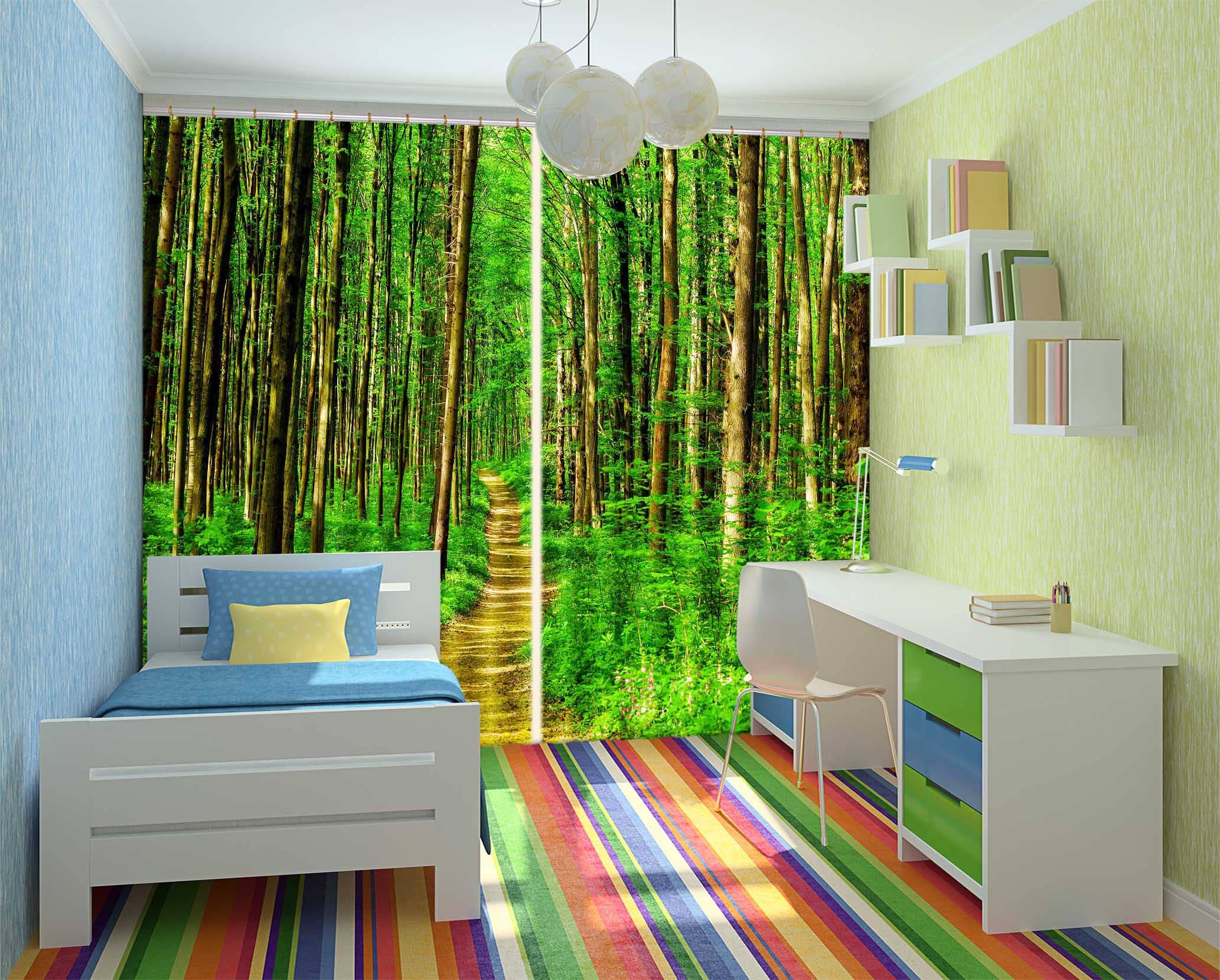3D Green Forest 809 Curtains Drapes Wallpaper AJ Wallpaper