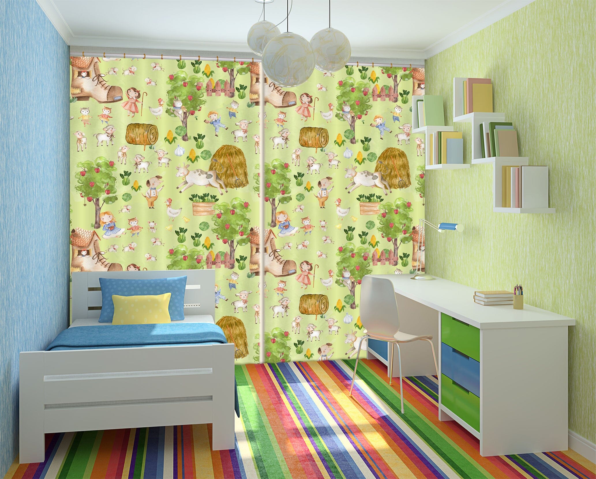 3D Cute Sheep 104 Uta Naumann Curtain Curtains Drapes Curtains AJ Creativity Home