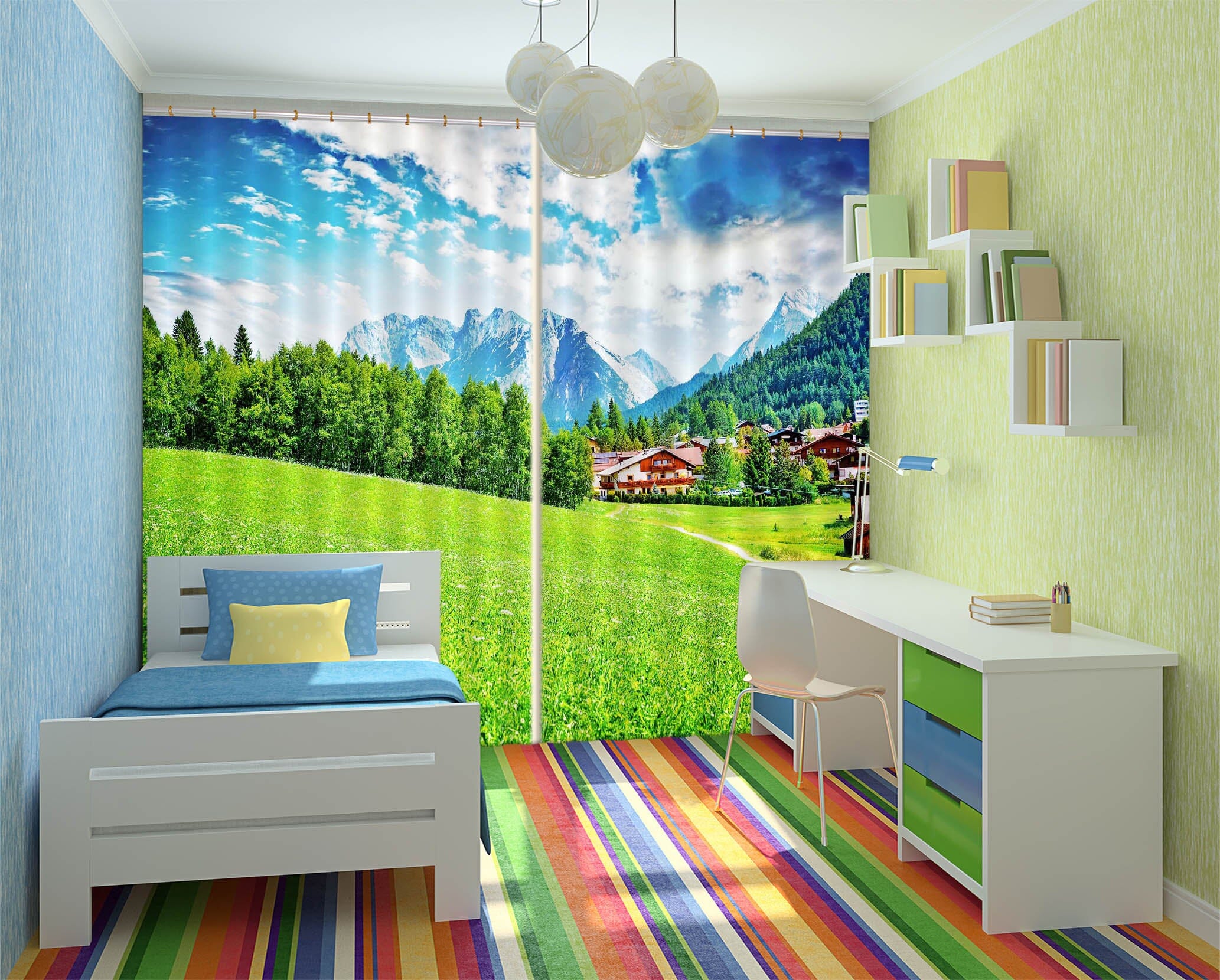 3D Green Grassland 106 Curtains Drapes Wallpaper AJ Wallpaper