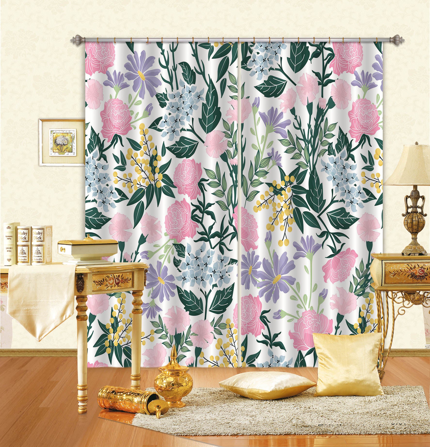 3D Pink Flower Bush 11175 Kashmira Jayaprakash Curtain Curtains Drapes