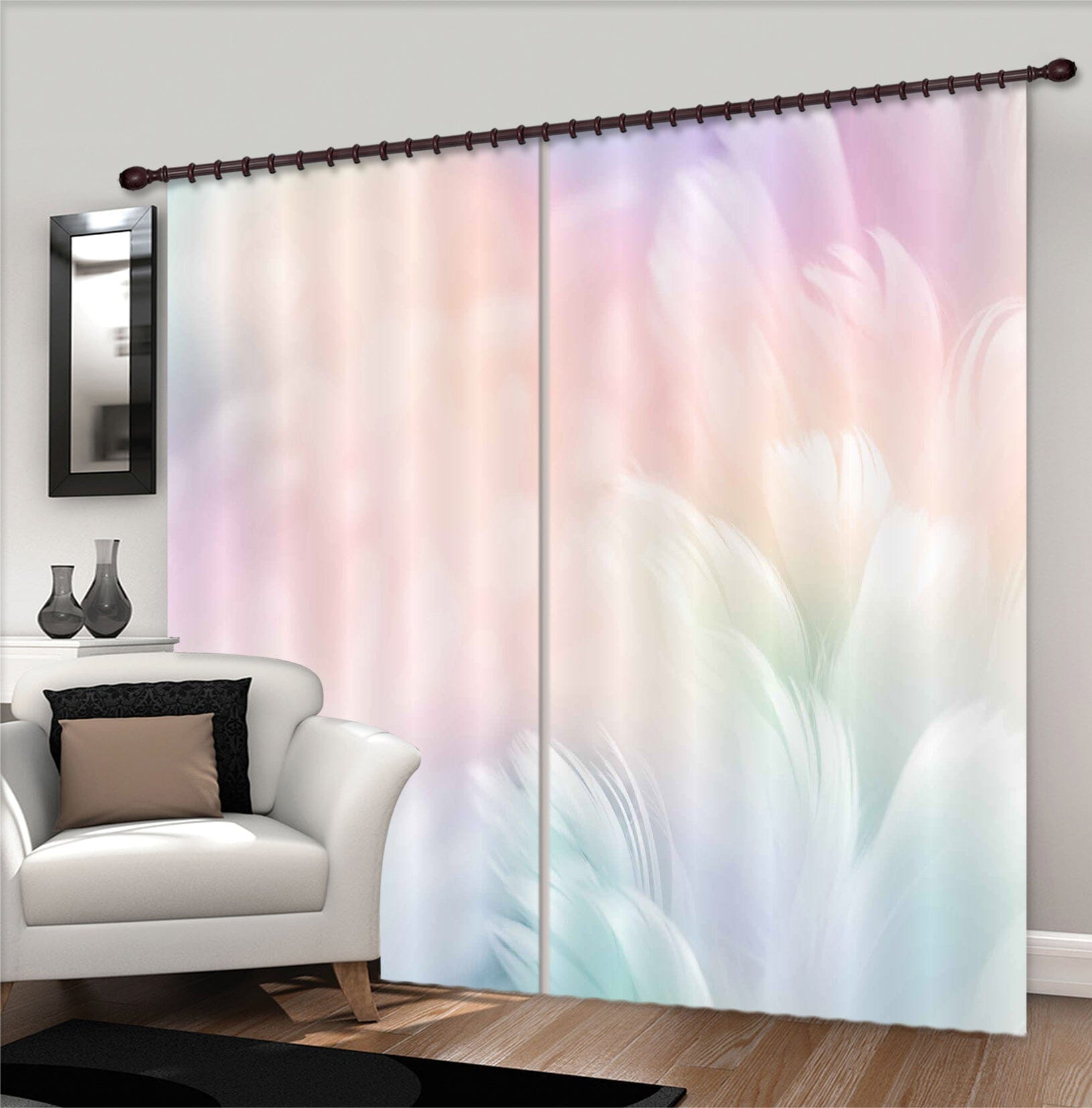 3D Colored Feathers 124 Curtains Drapes Wallpaper AJ Wallpaper