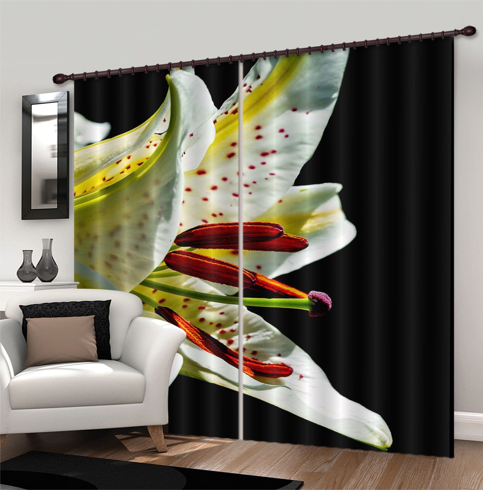 3D Lily 076 Kathy Barefield Curtain Curtains Drapes Curtains AJ Creativity Home