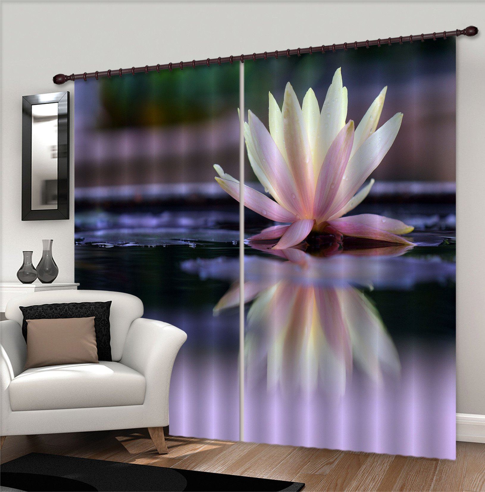 3D Pure Water Lily 670 Curtains Drapes Wallpaper AJ Wallpaper