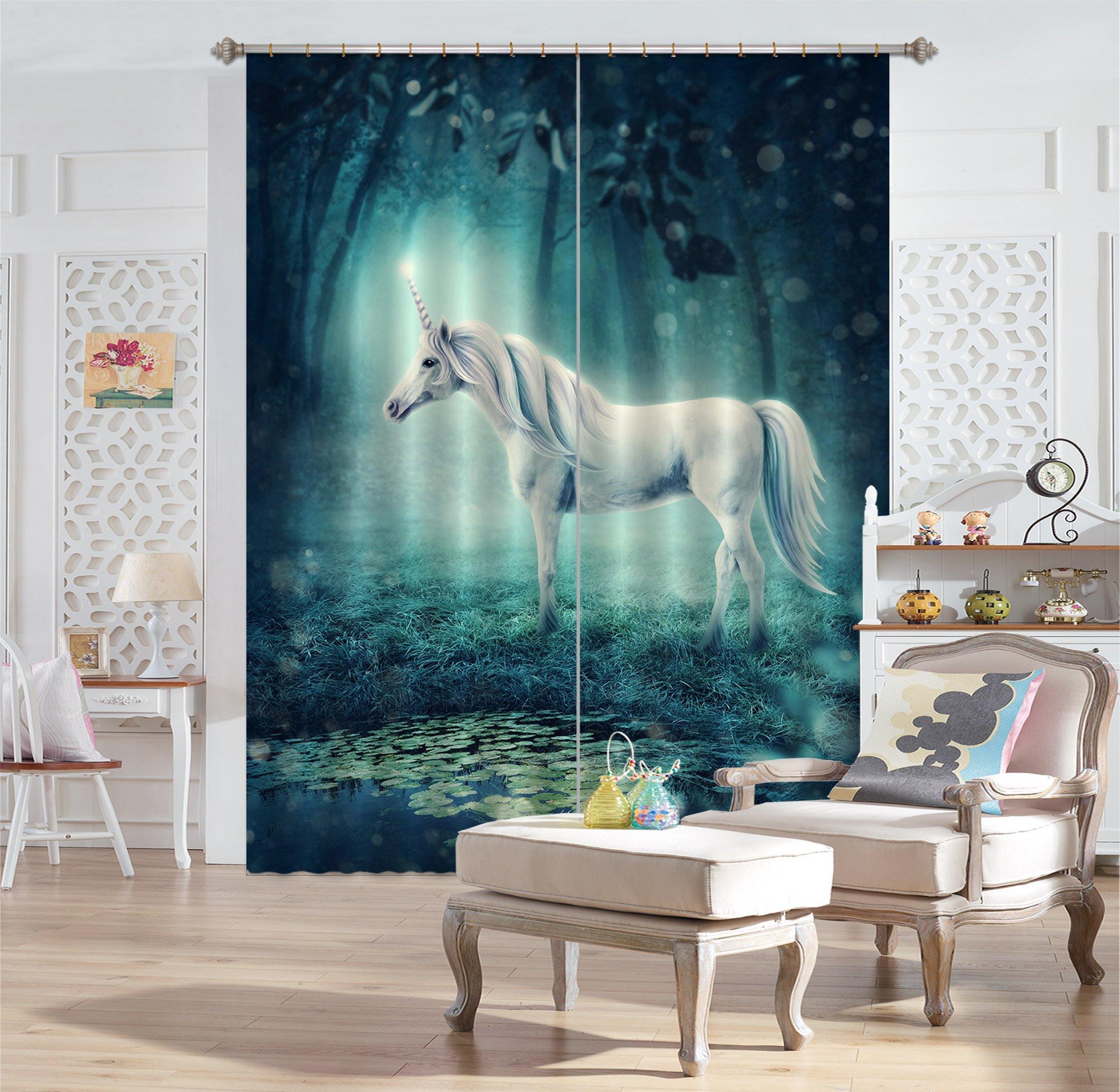 3D Corner Light Unicorns 112 Curtains Drapes Curtains AJ Creativity Home
