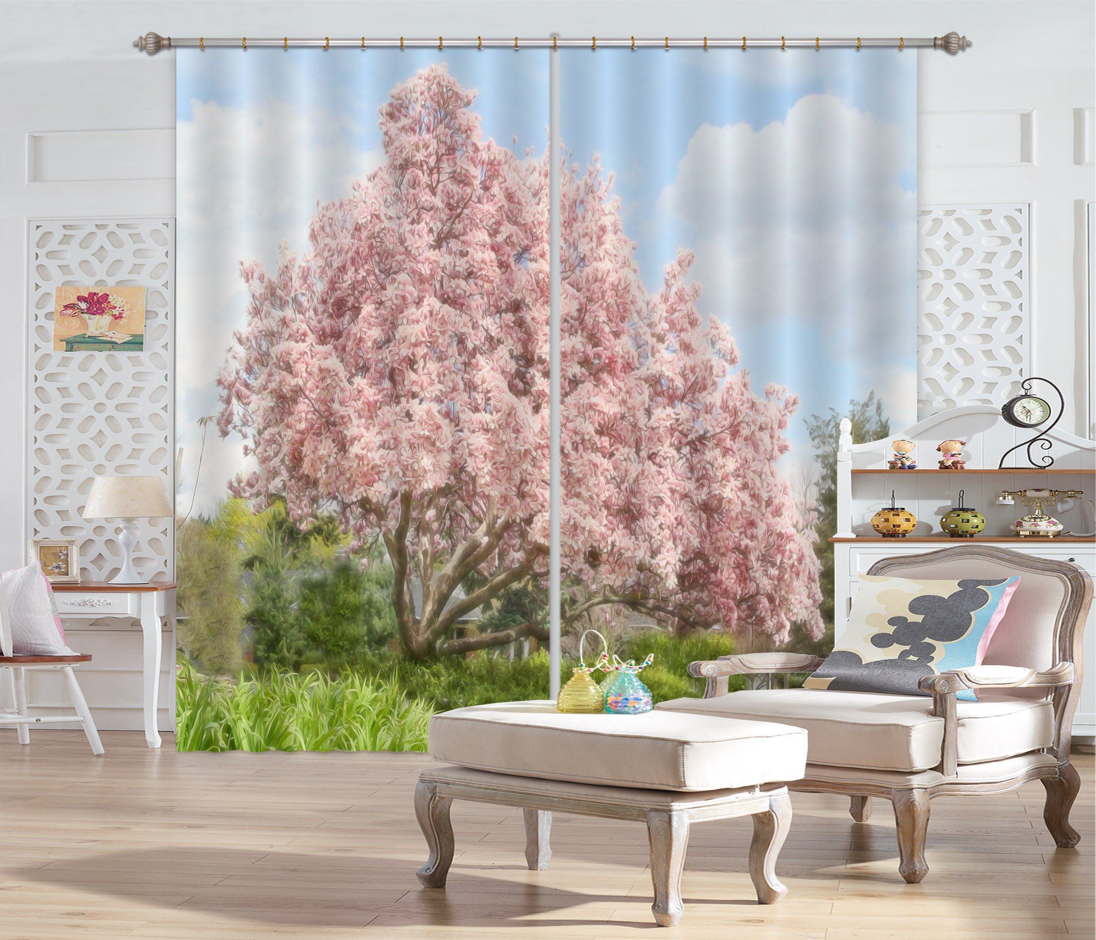 3D Lush Pink Tree 426 Curtains Drapes Wallpaper AJ Wallpaper