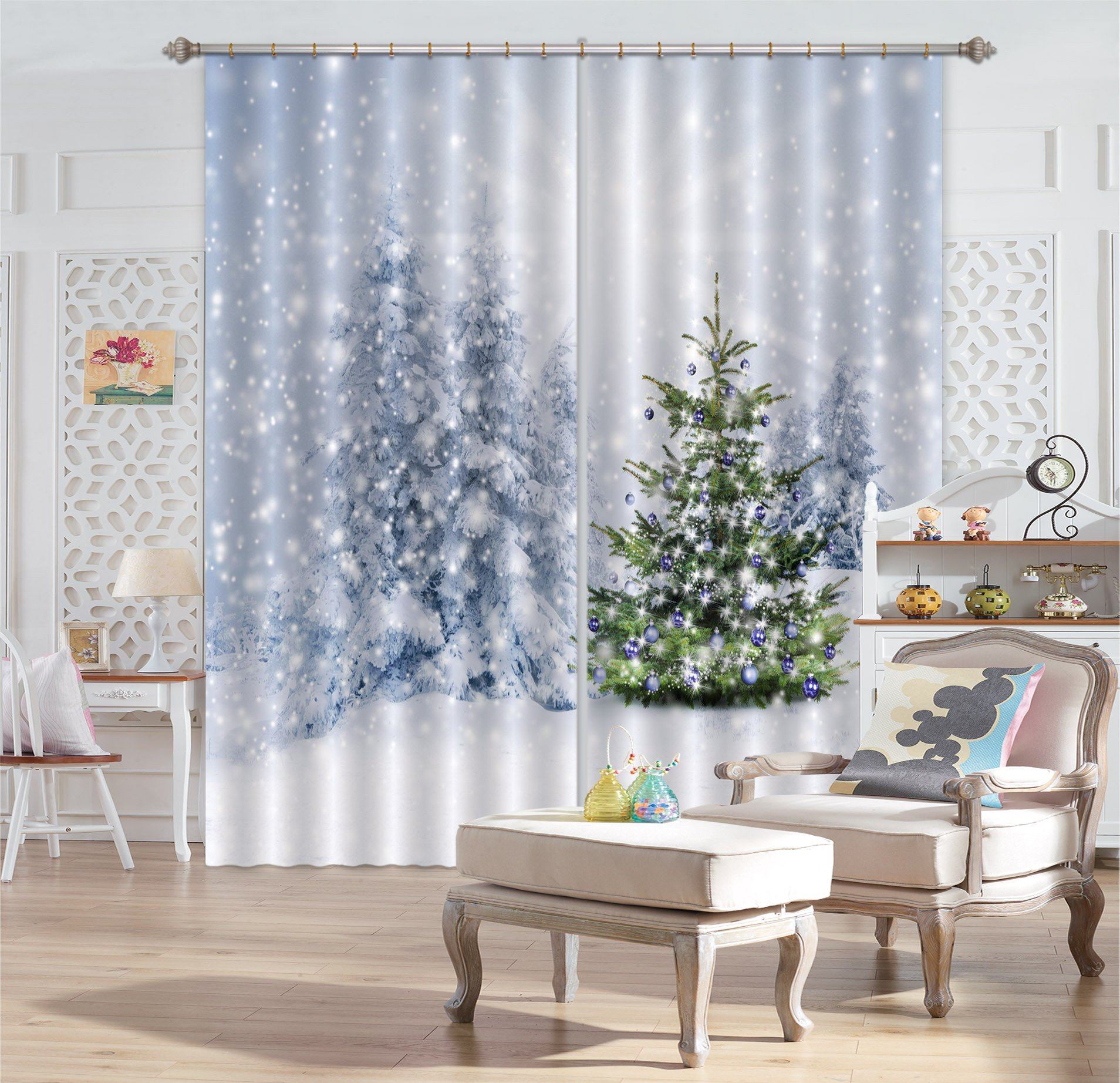 3D Forest Christmas Tree 515 Curtains Drapes Wallpaper AJ Wallpaper