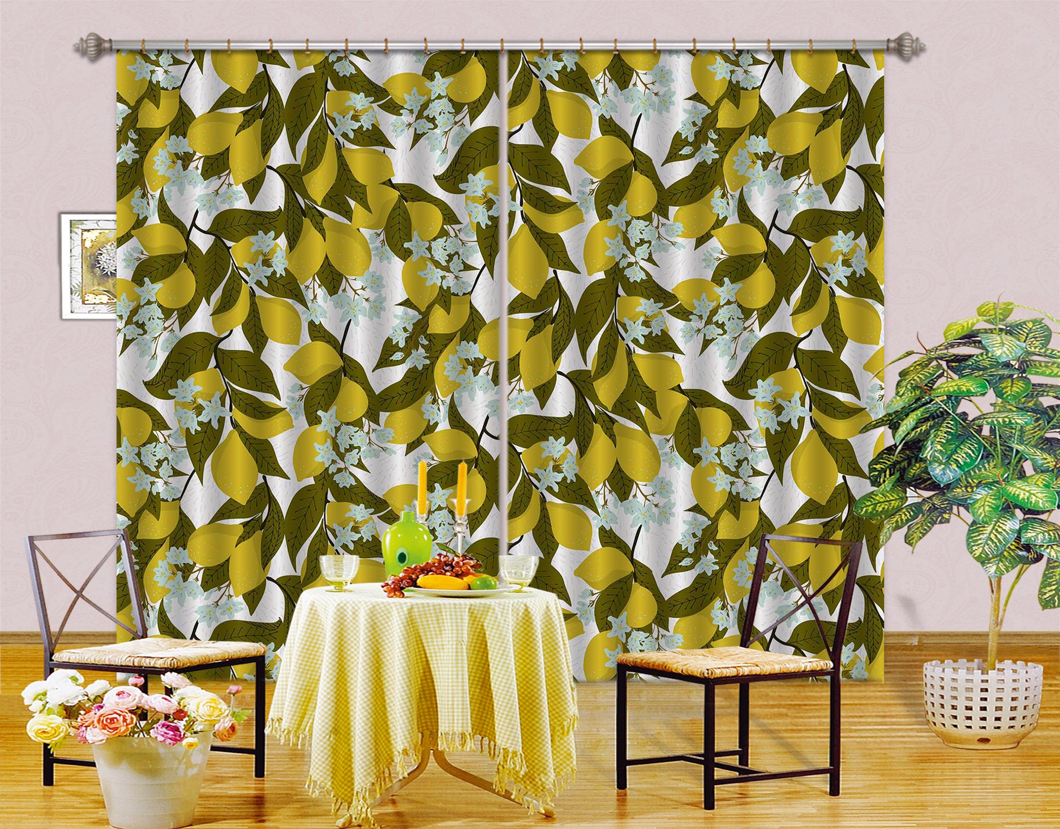 3D Blue Flowers Leaves 11193 Kashmira Jayaprakash Curtain Curtains Drapes