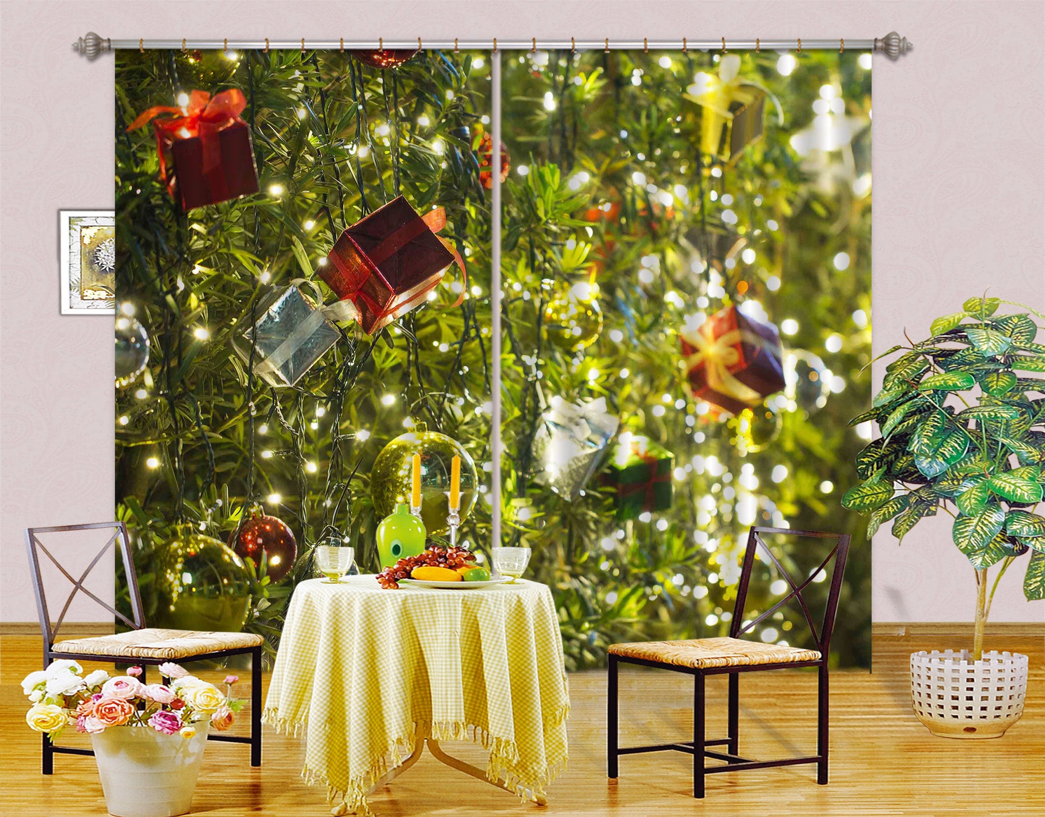 3D Gift Box Pendant 52056 Christmas Curtains Drapes Xmas