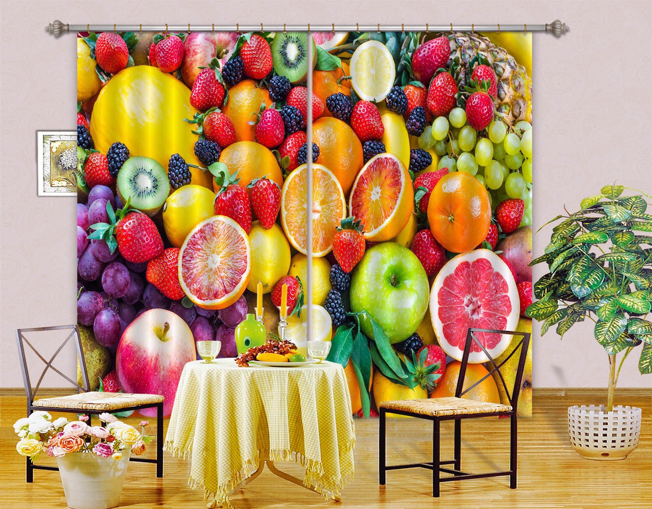 3D Colorful Fruits 143 Curtains Drapes Wallpaper AJ Wallpaper