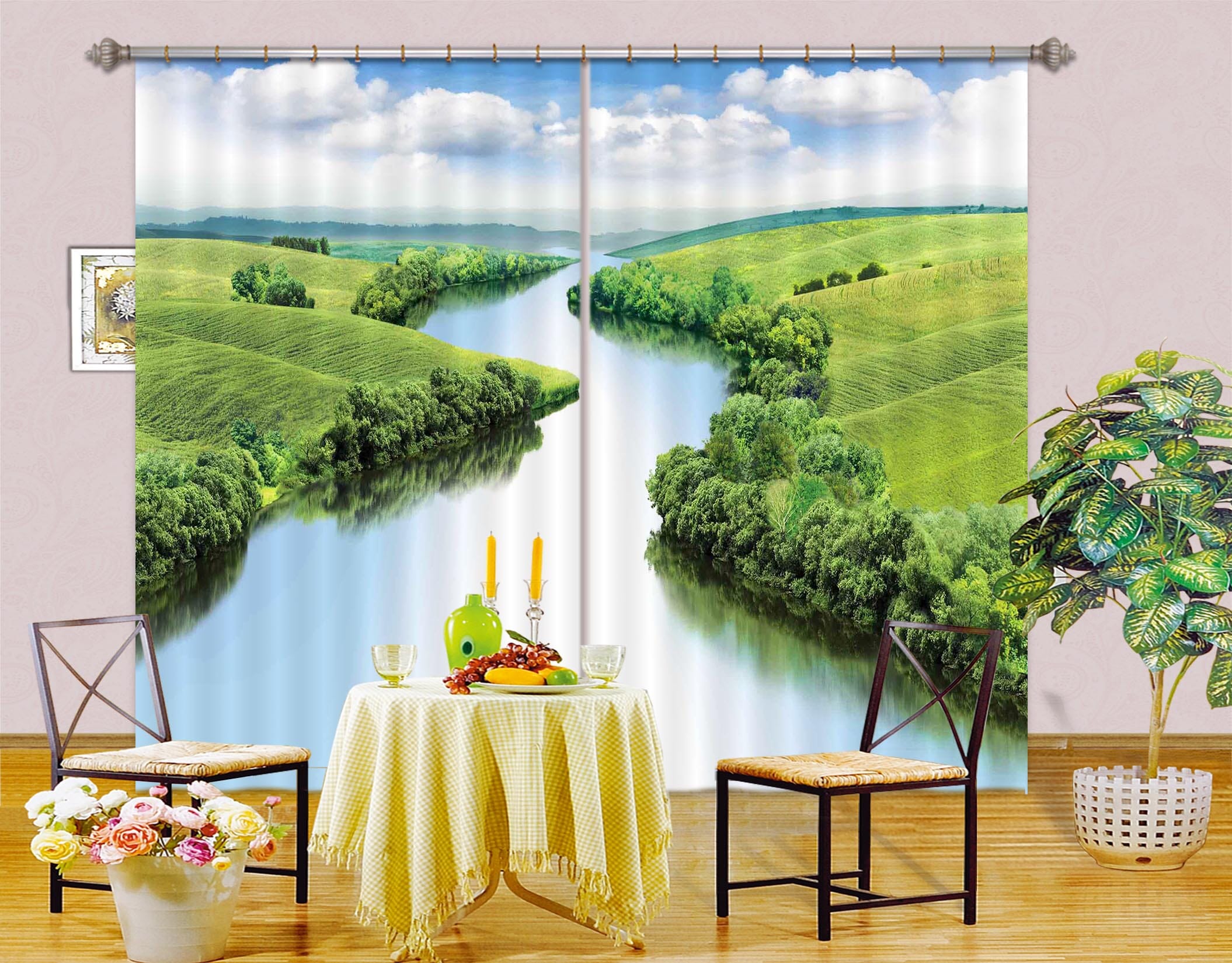 3D Forest River 105 Curtains Drapes Wallpaper AJ Wallpaper
