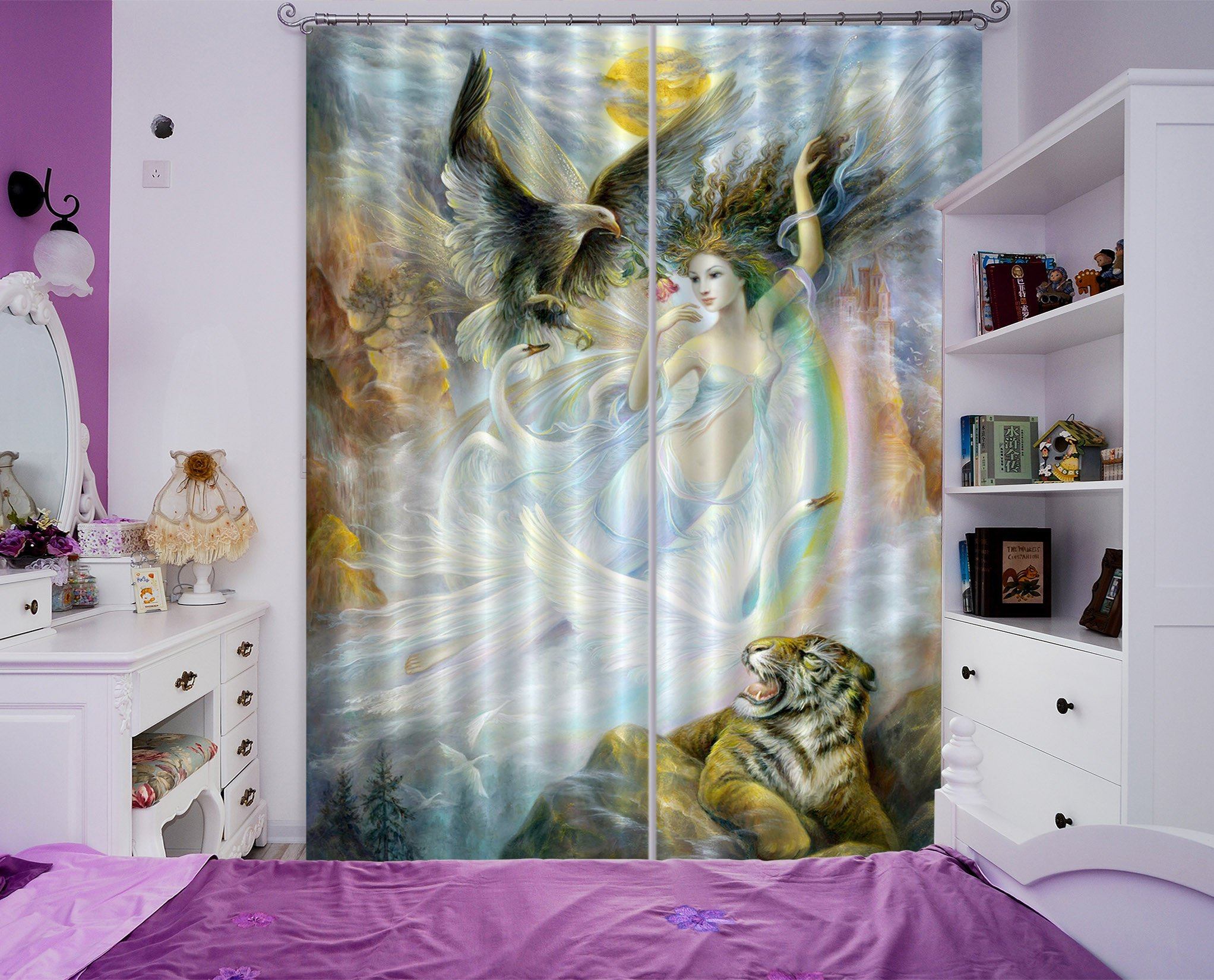 3D Animal Goddess 13 Curtains Drapes Wallpaper AJ Wallpaper