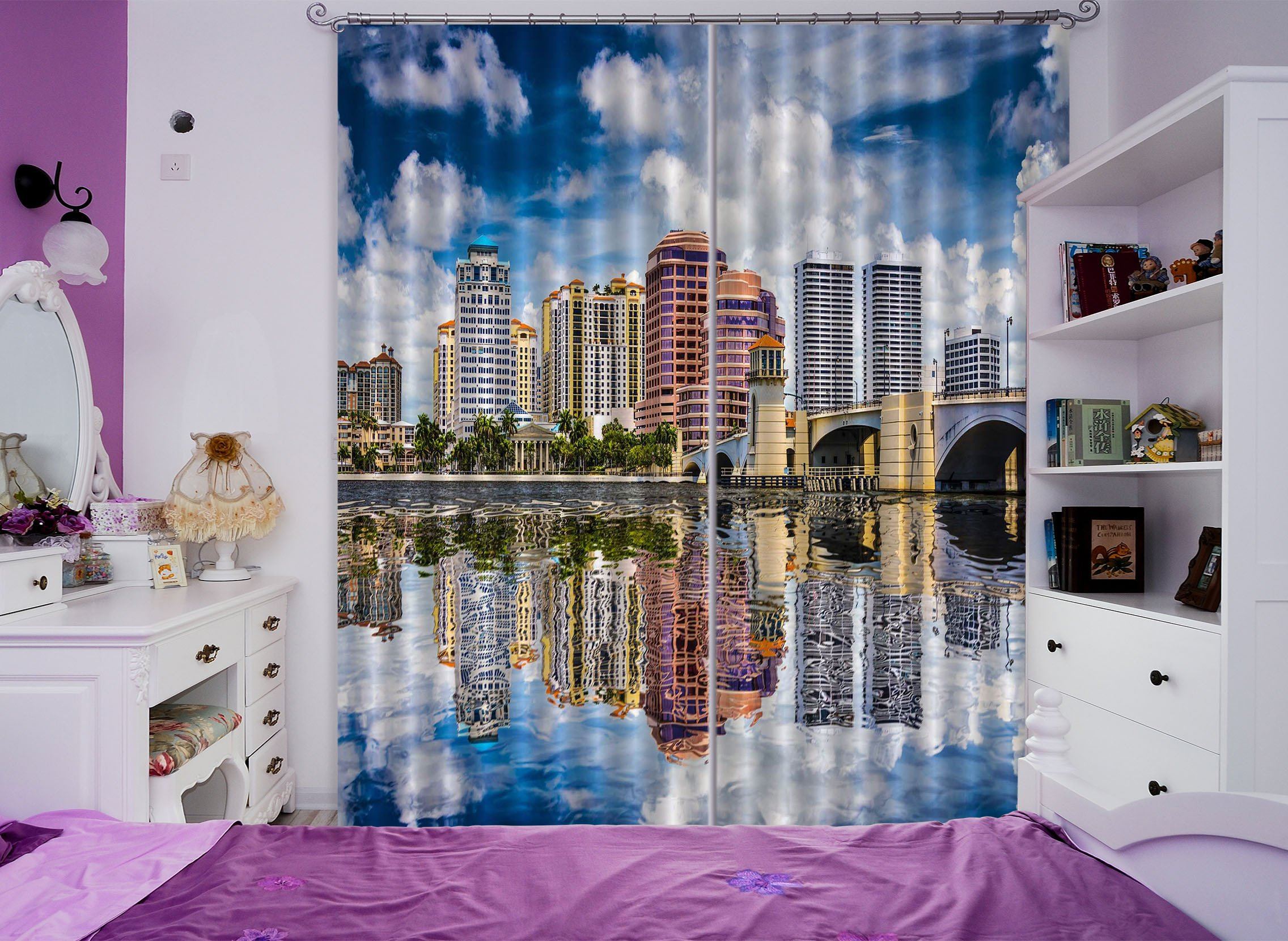 3D Riverside City 627 Curtains Drapes Wallpaper AJ Wallpaper