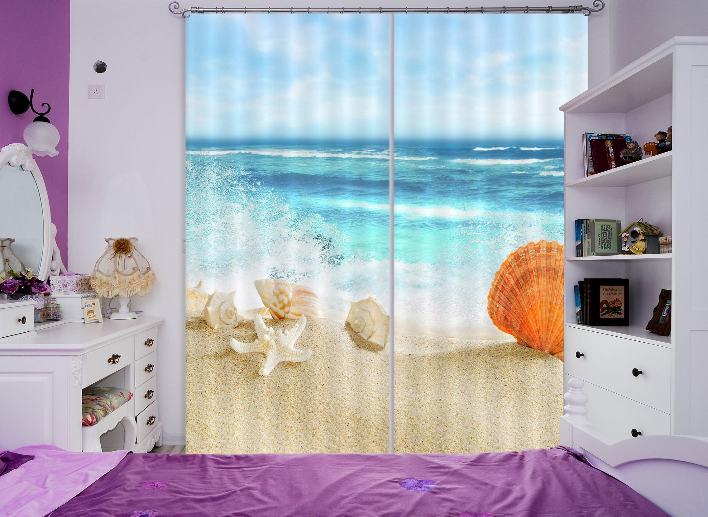 3D Beach Shells 811 Curtains Drapes Wallpaper AJ Wallpaper
