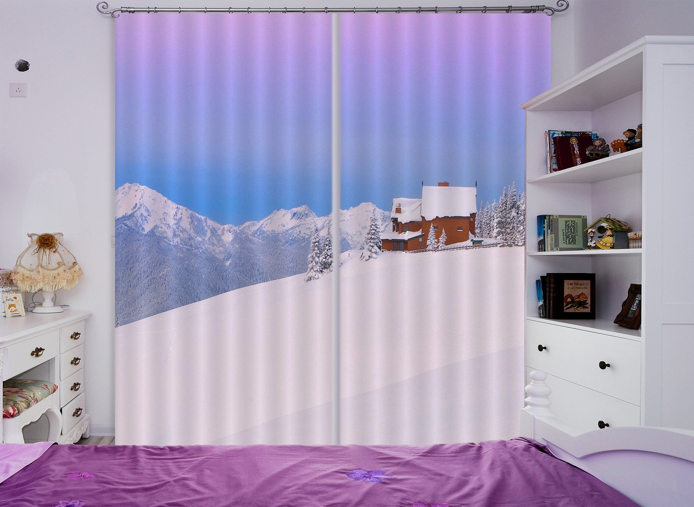 3D Snow Houses 311 Curtains Drapes Wallpaper AJ Wallpaper