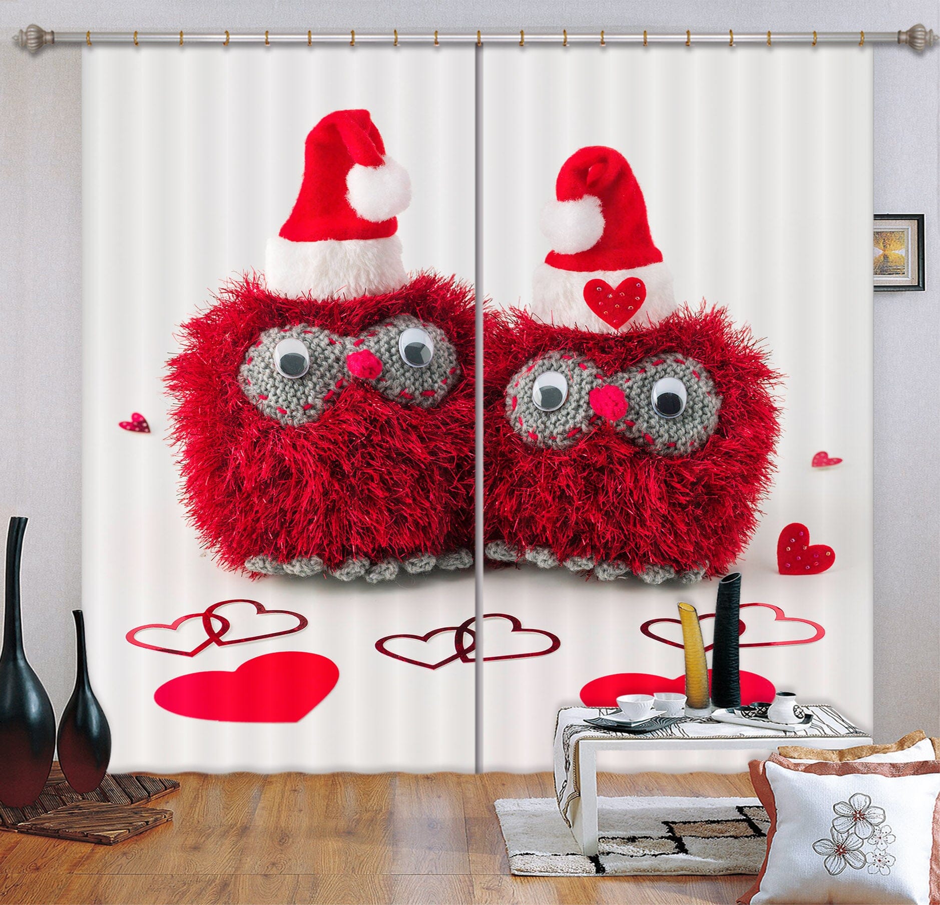 3D Red Chick 229 Assaf Frank Curtain Curtains Drapes Curtains AJ Creativity Home