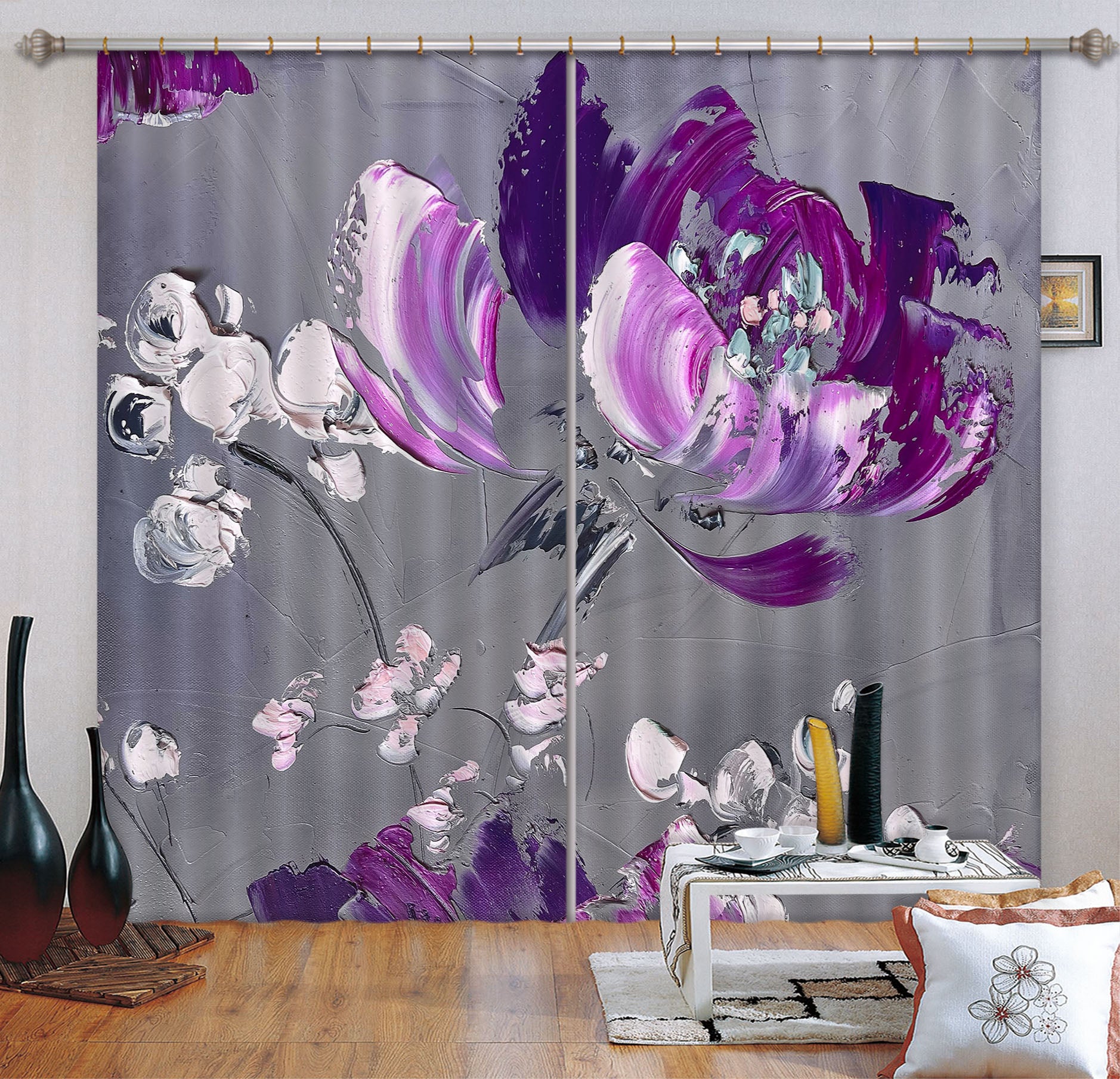 3D Purple Petals 3007 Skromova Marina Curtain Curtains Drapes