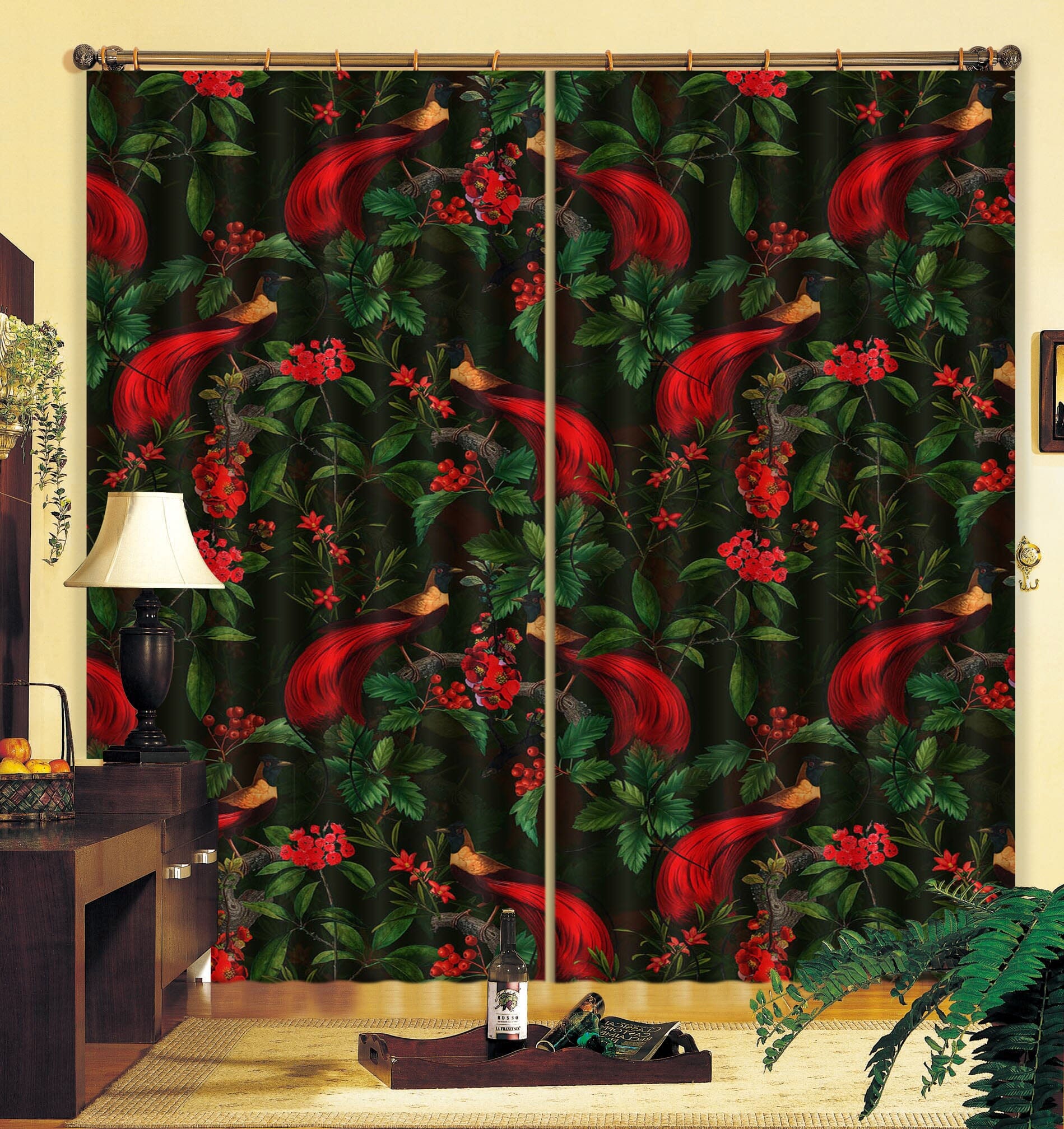 3D Red Wild Flower 177 Uta Naumann Curtain Curtains Drapes Curtains AJ Creativity Home