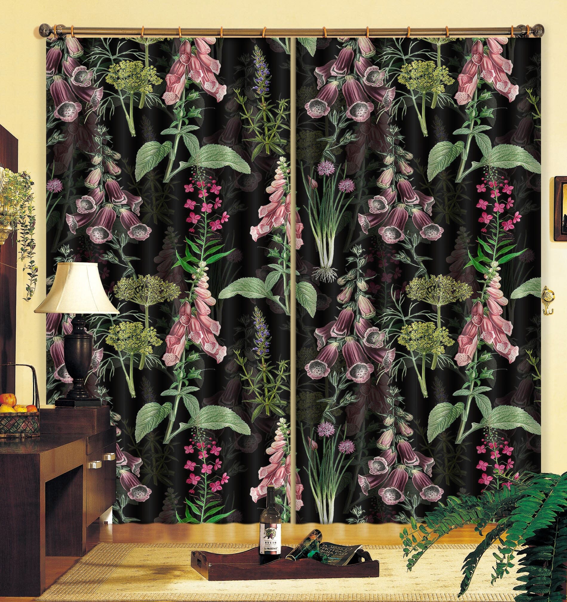 3D Purple Flower 265 Uta Naumann Curtain Curtains Drapes Curtains AJ Creativity Home