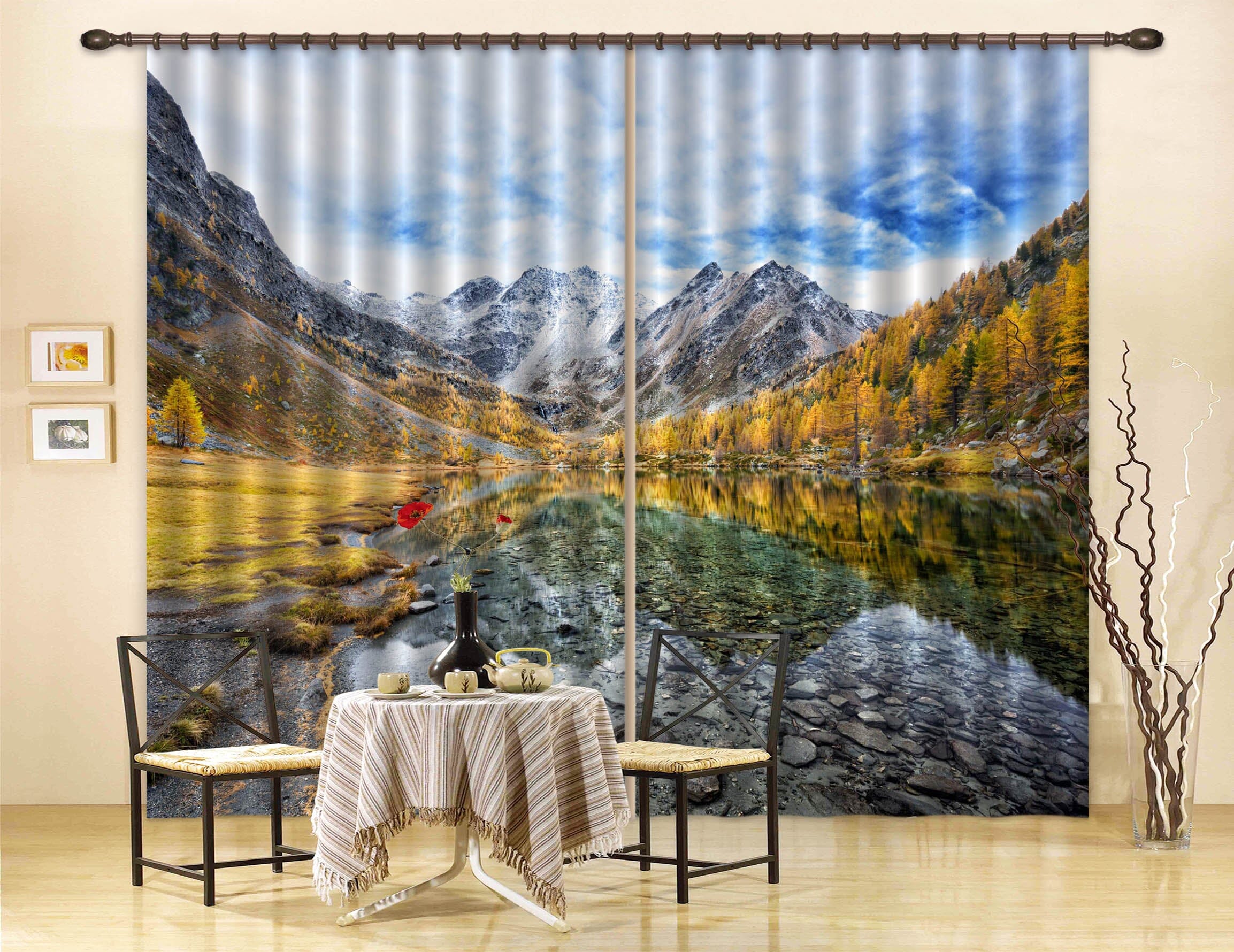 3D Forest Lake 047 Marco Carmassi Curtain Curtains Drapes Curtains AJ Creativity Home