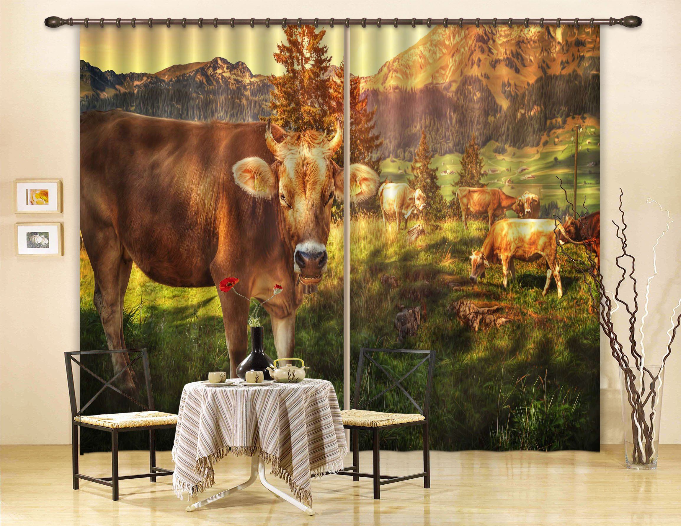 3D Cattle Ranch 24 Curtains Drapes Wallpaper AJ Wallpaper