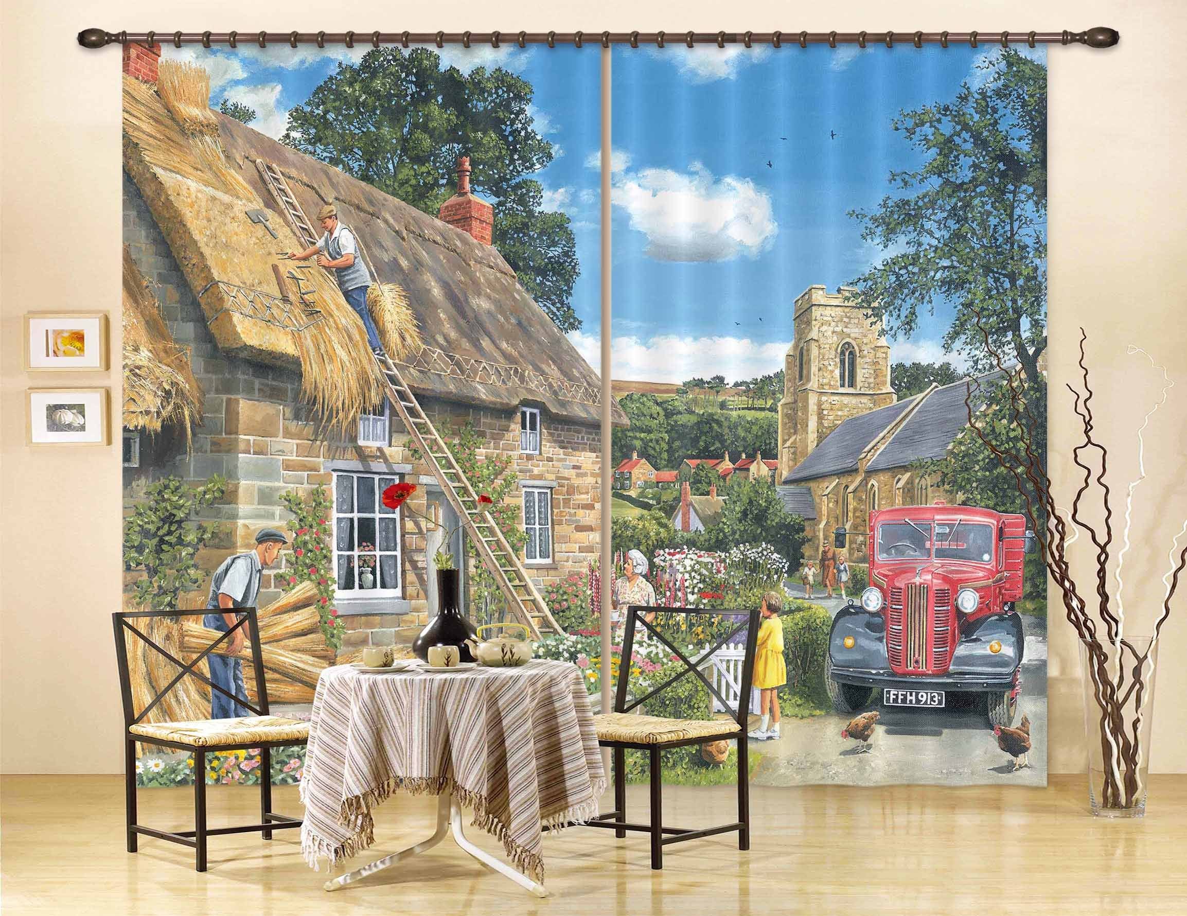 3D A New Thatch 041 Trevor Mitchell Curtain Curtains Drapes Curtains AJ Creativity Home