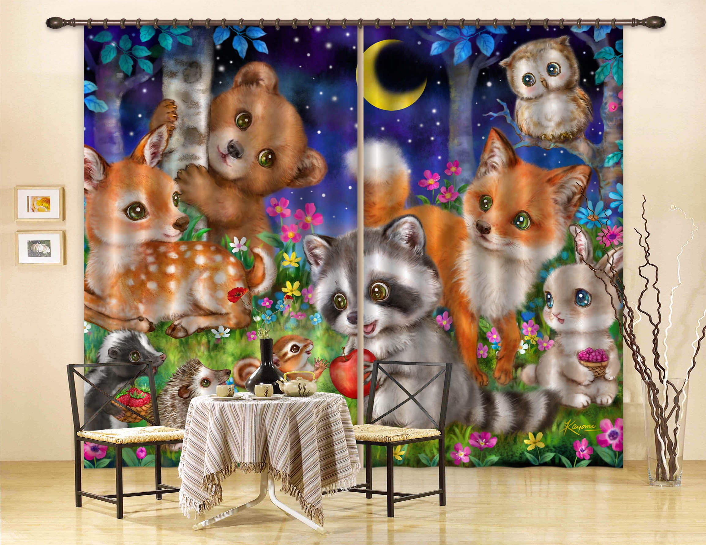 3D Cartoon Animals 9101 Kayomi Harai Curtain Curtains Drapes
