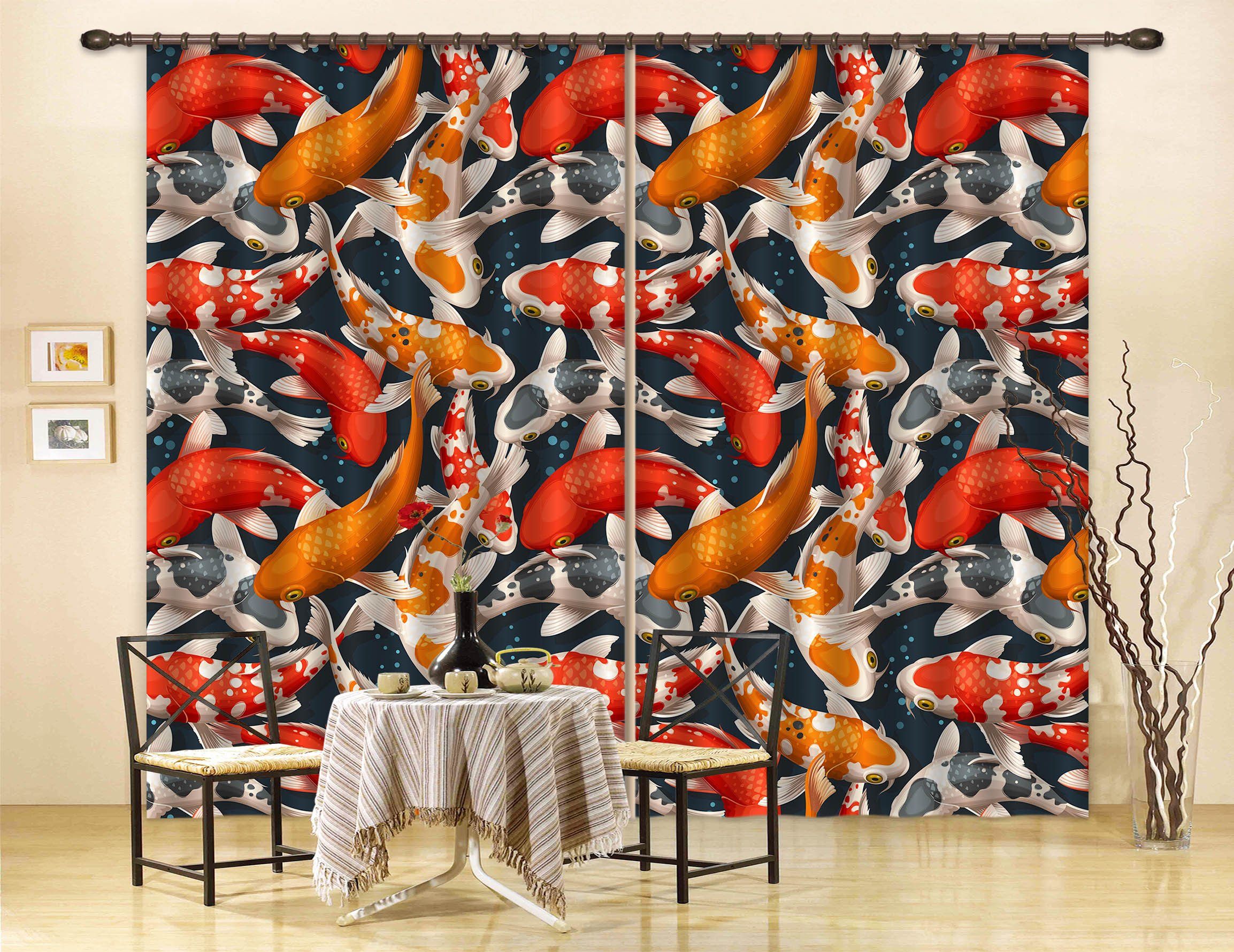 3D Fishes 2318 Curtains Drapes Wallpaper AJ Wallpaper