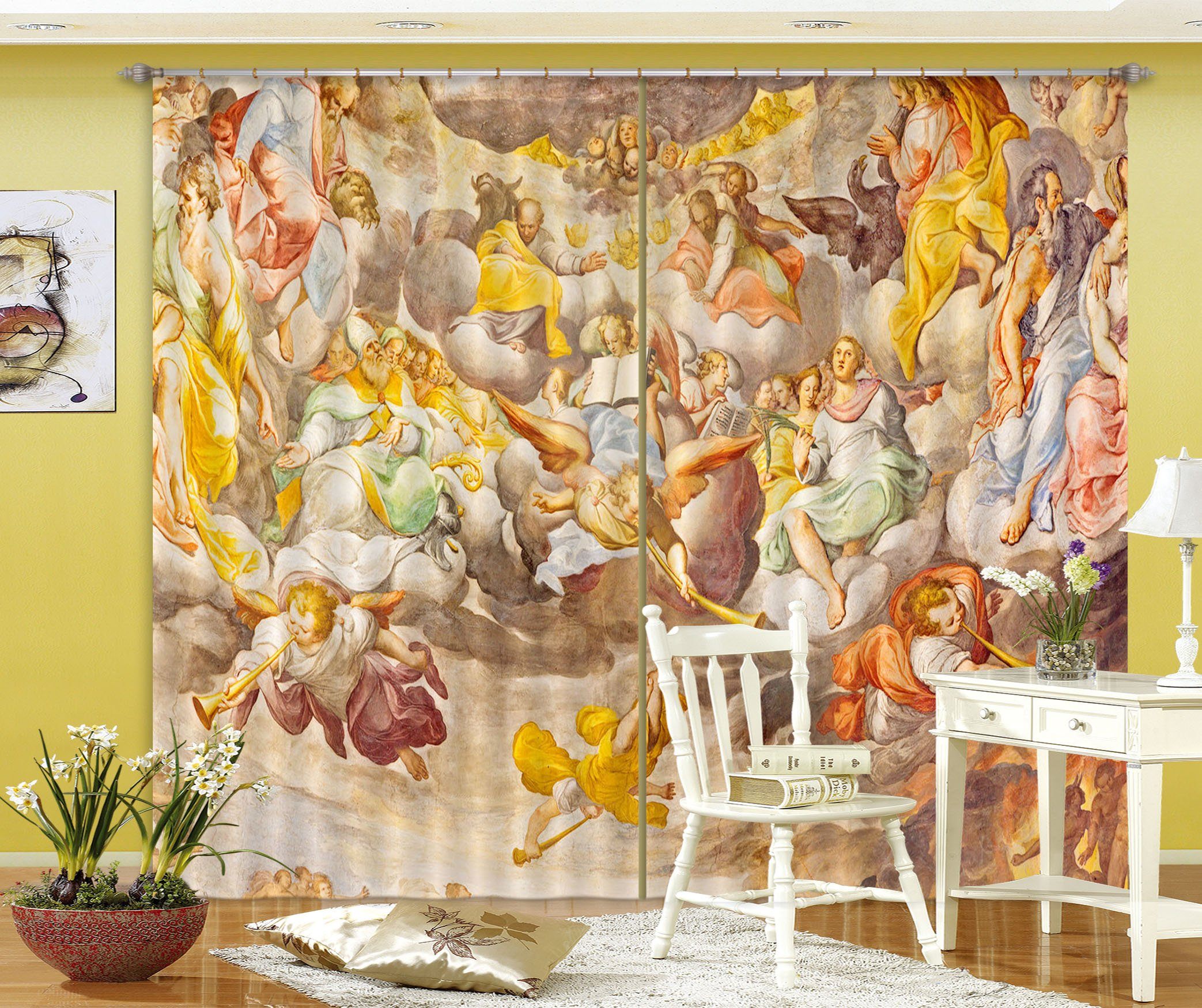 3D Blowing Horn Reading 050 Curtains Drapes Curtains AJ Creativity Home