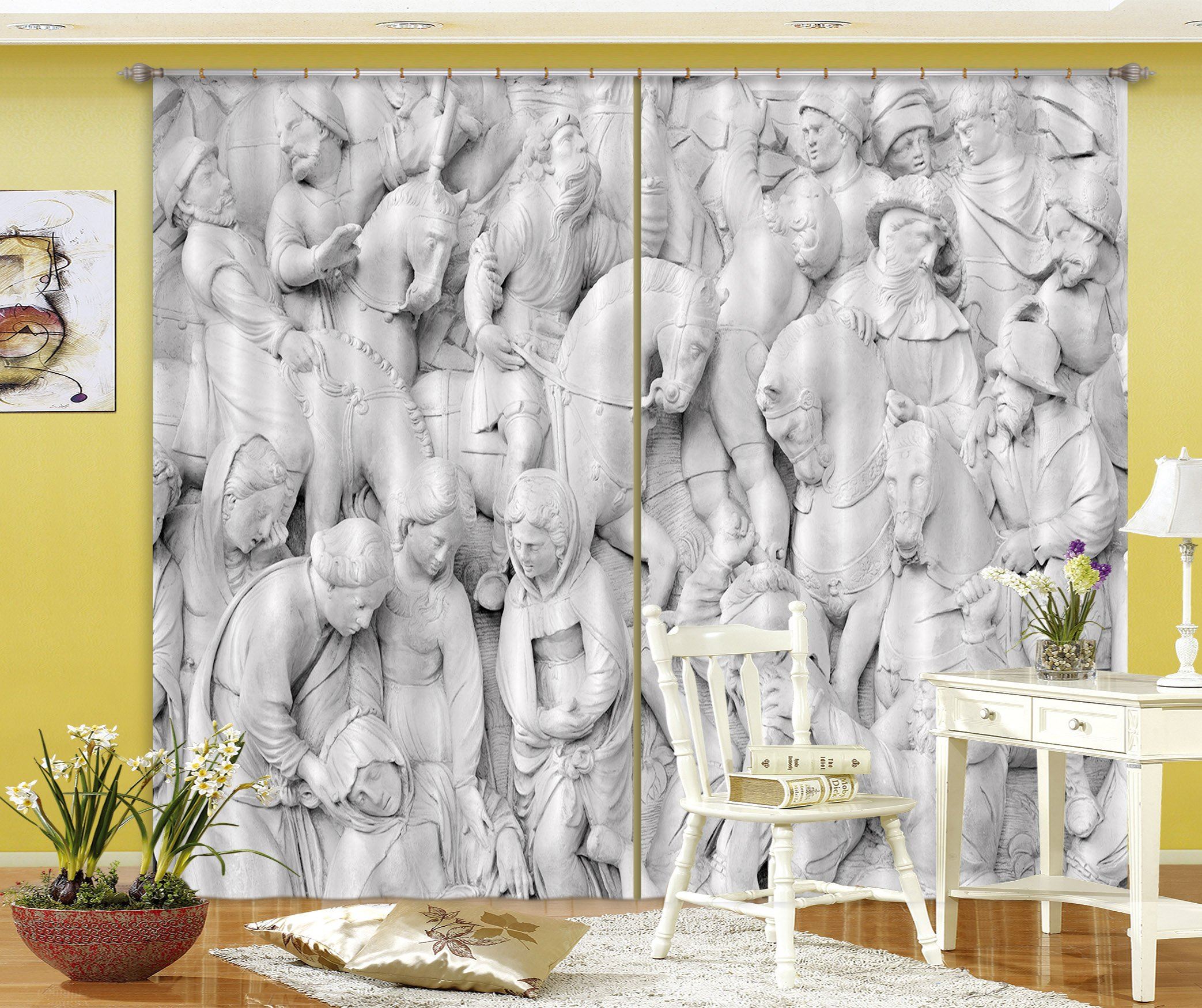 3D Guarding Horses 044 Curtains Drapes Curtains AJ Creativity Home