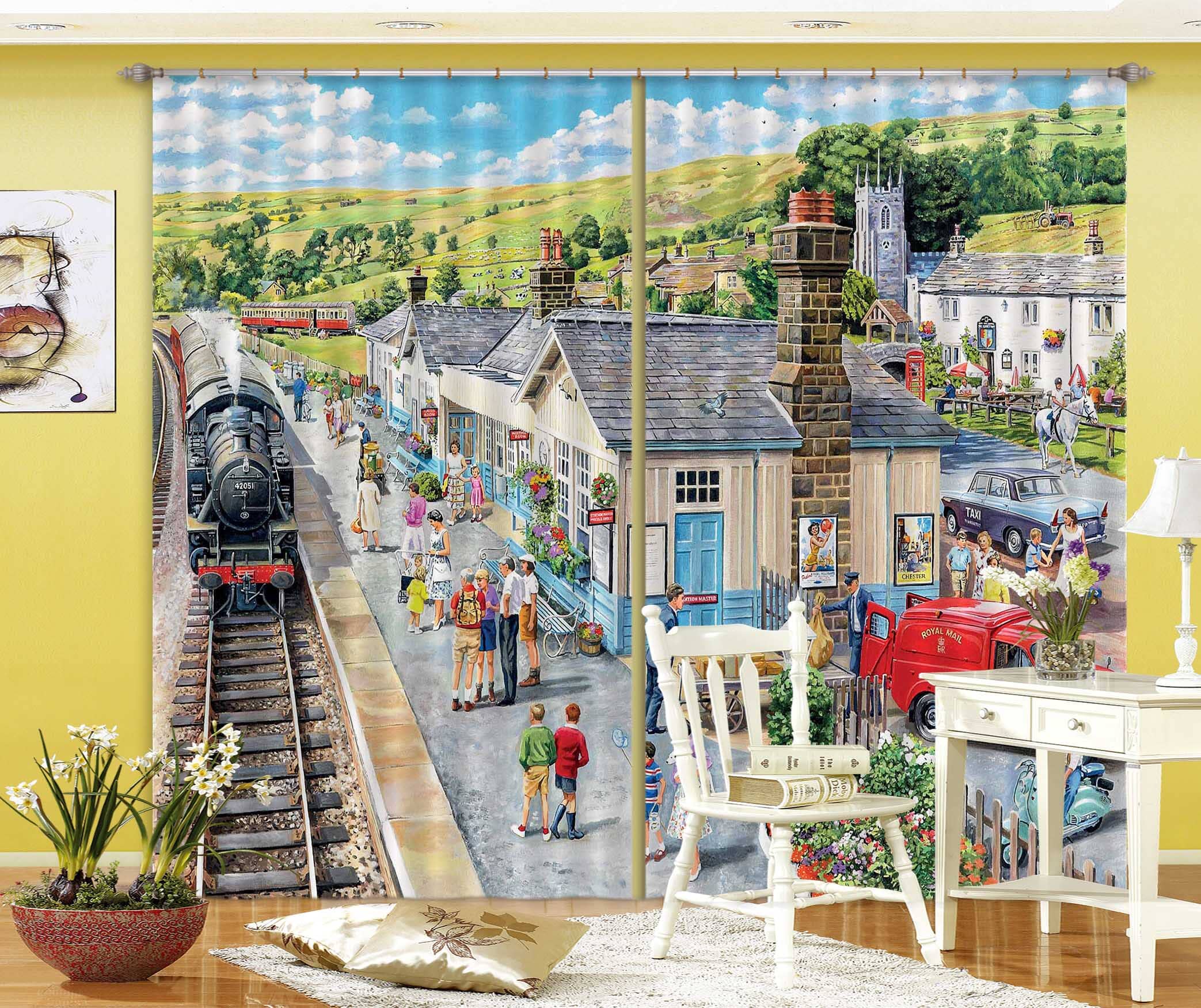 3D The Village Station 115 Trevor Mitchell Curtain Curtains Drapes Curtains AJ Creativity Home