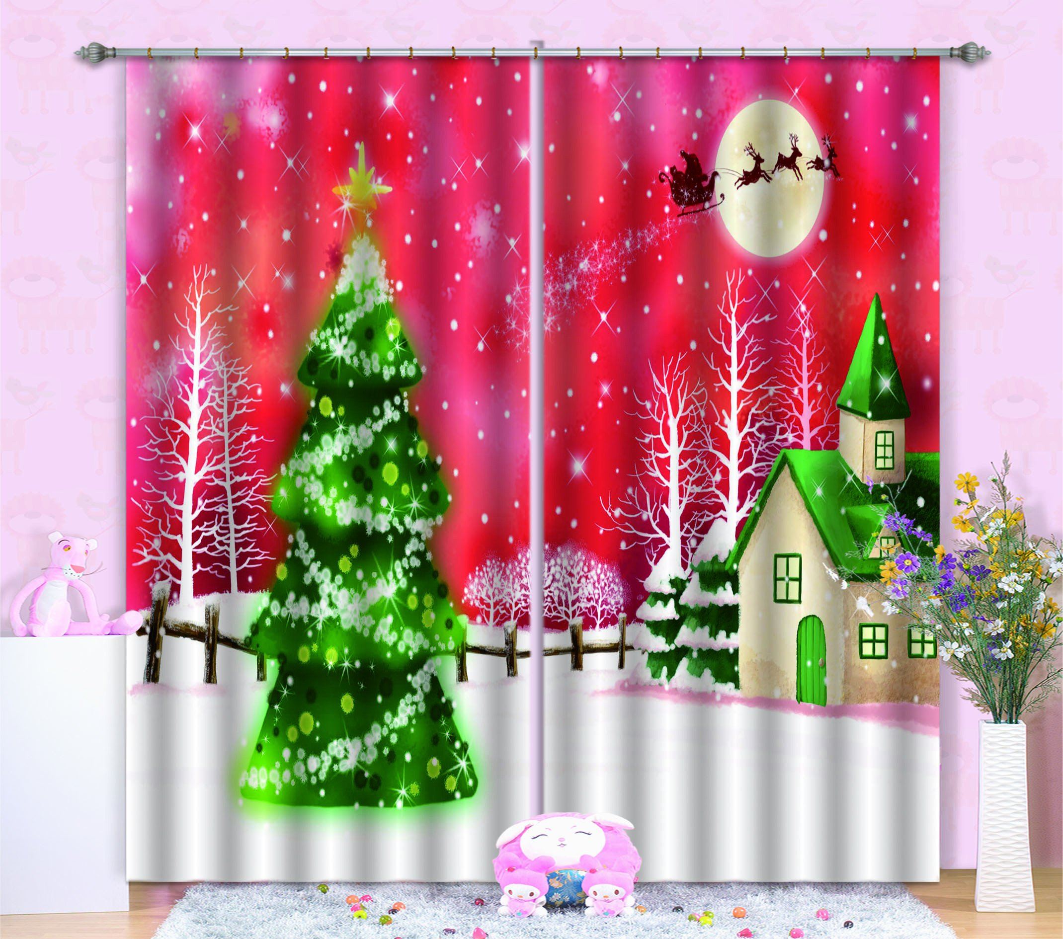 3D Christmas Tree 506 Curtains Drapes Wallpaper AJ Wallpaper