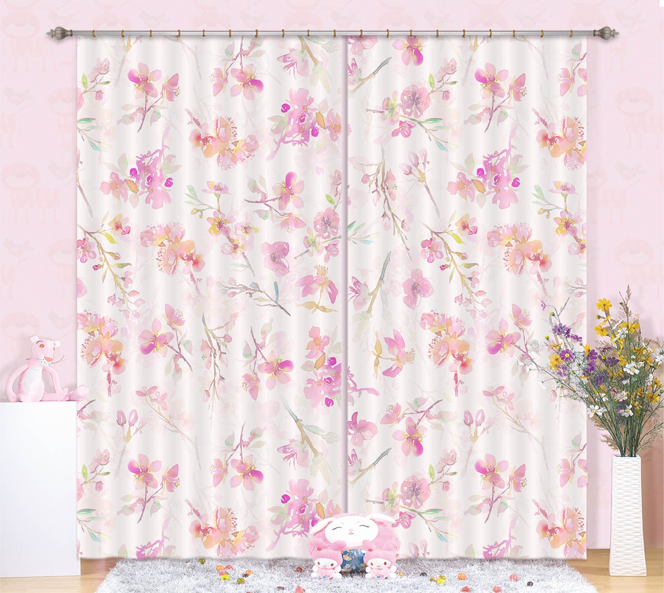 3D Graffiti Flowers 221 Uta Naumann Curtain Curtains Drapes Curtains AJ Creativity Home