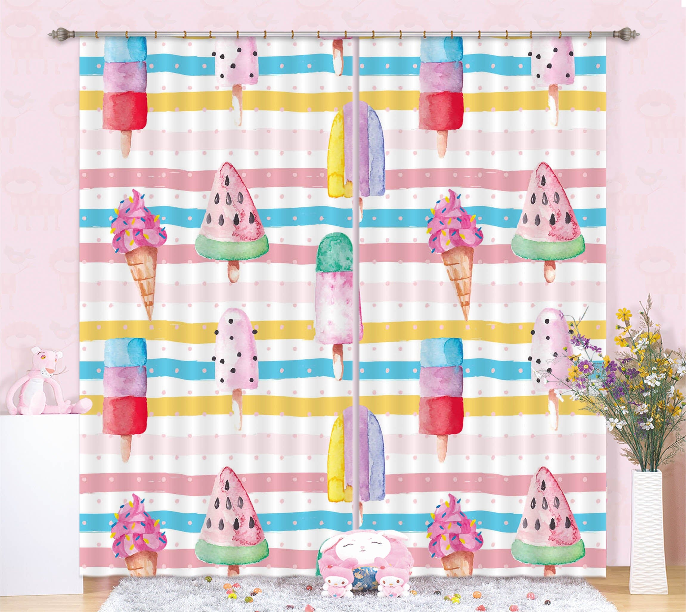 3D Color Ice Cream 240 Uta Naumann Curtain Curtains Drapes Curtains AJ Creativity Home