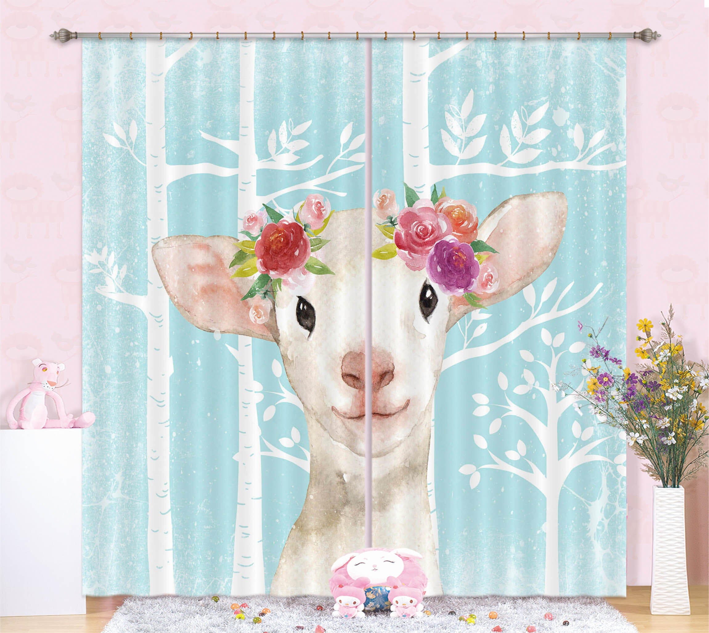 3D White Sheep 167 Uta Naumann Curtain Curtains Drapes Curtains AJ Creativity Home