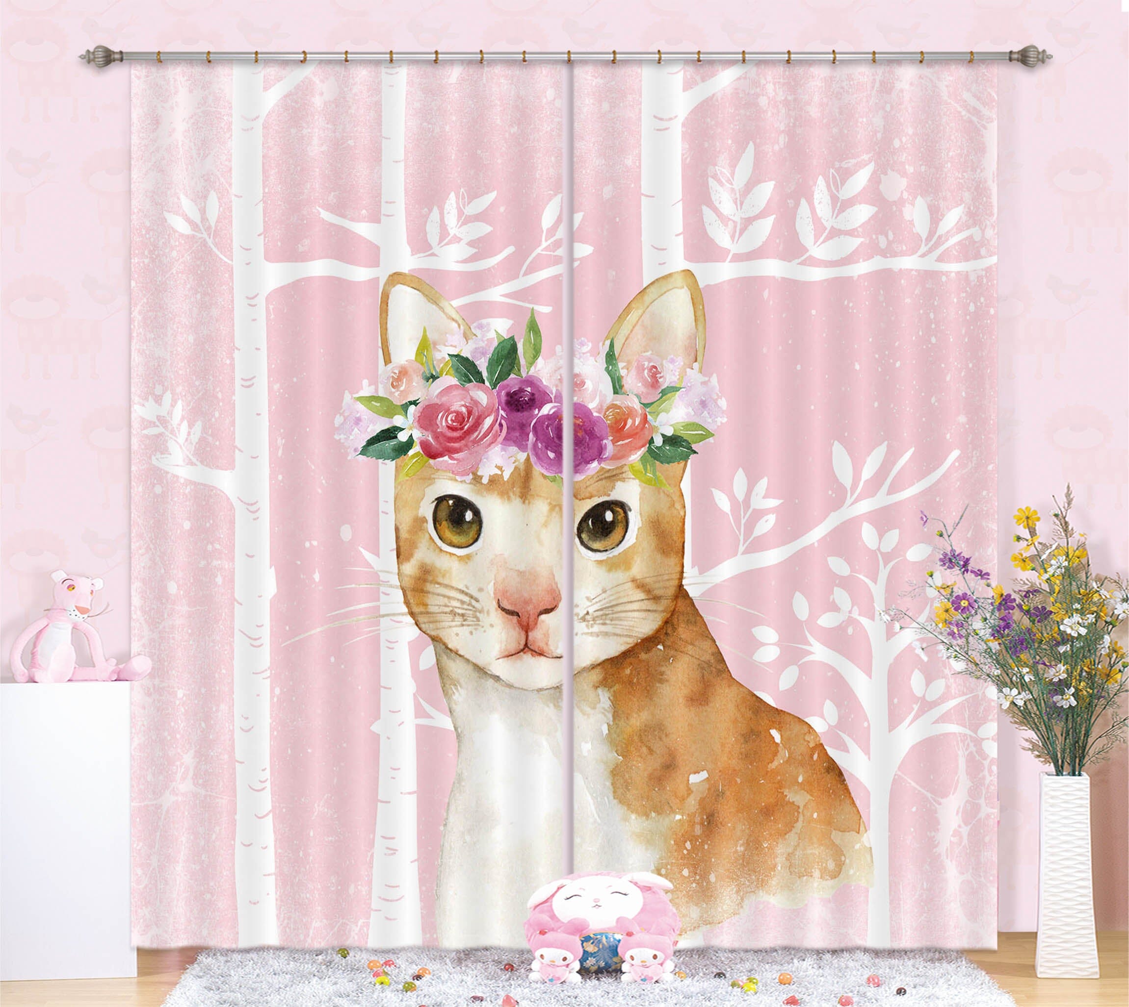 3D Orange Cat 174 Uta Naumann Curtain Curtains Drapes Curtains AJ Creativity Home