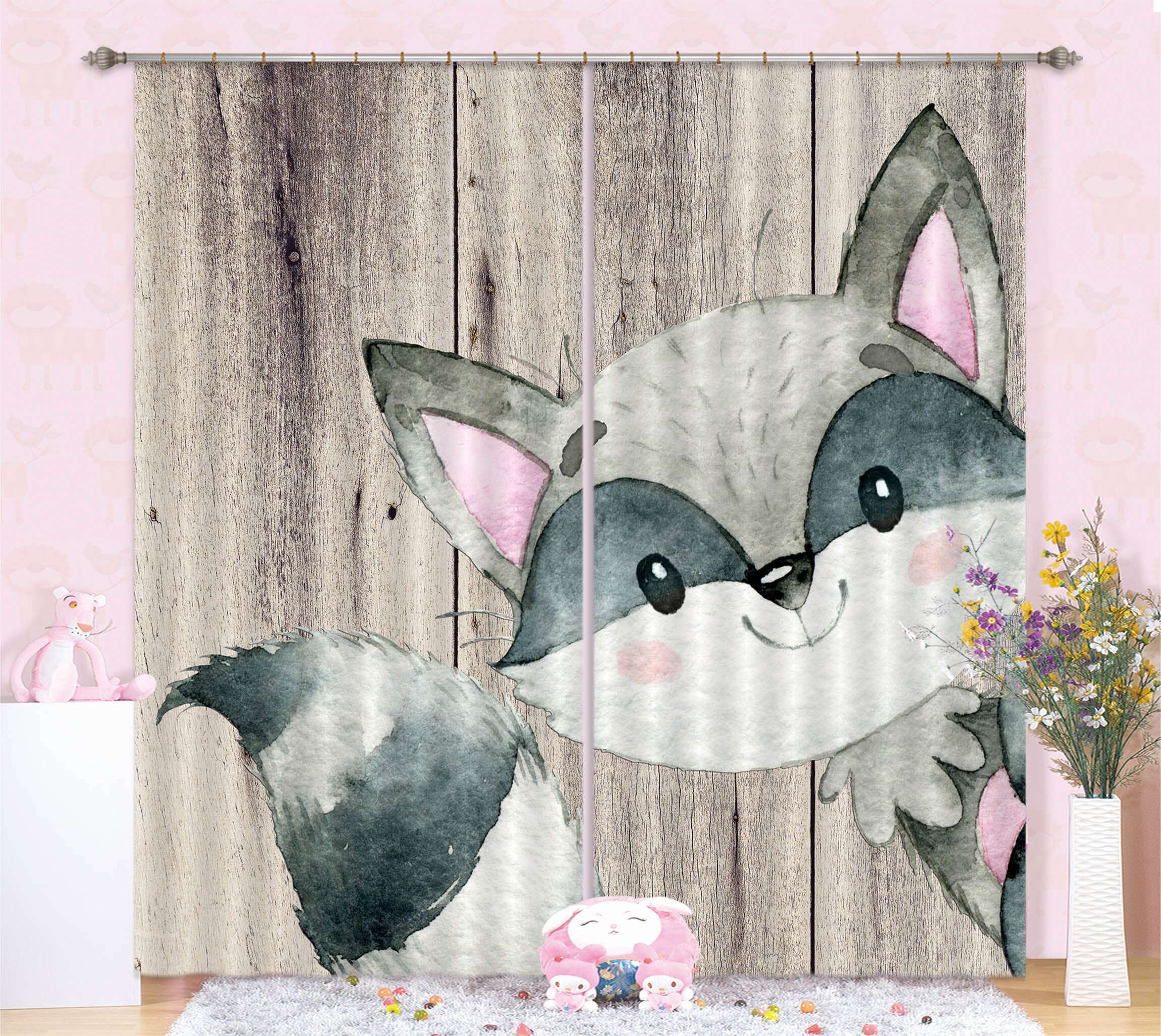 3D Black Fox 160 Uta Naumann Curtain Curtains Drapes Curtains AJ Creativity Home