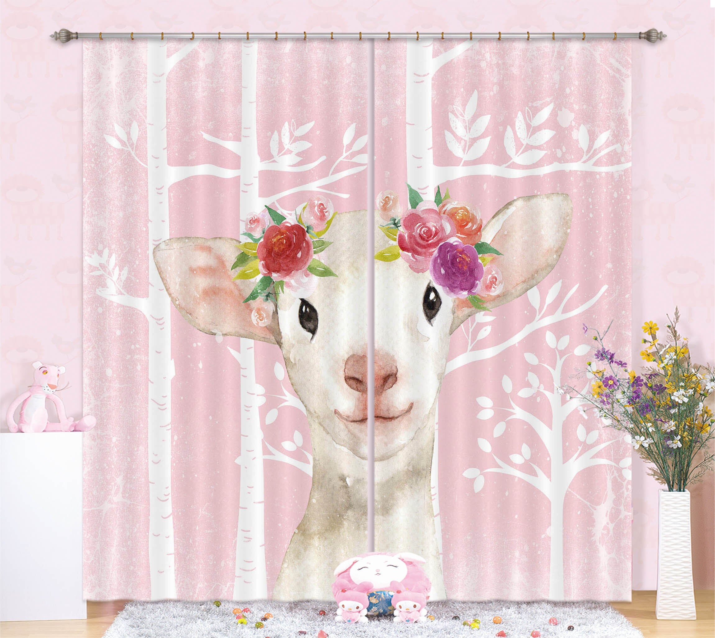 3D Sheep Flower 177 Uta Naumann Curtain Curtains Drapes Curtains AJ Creativity Home